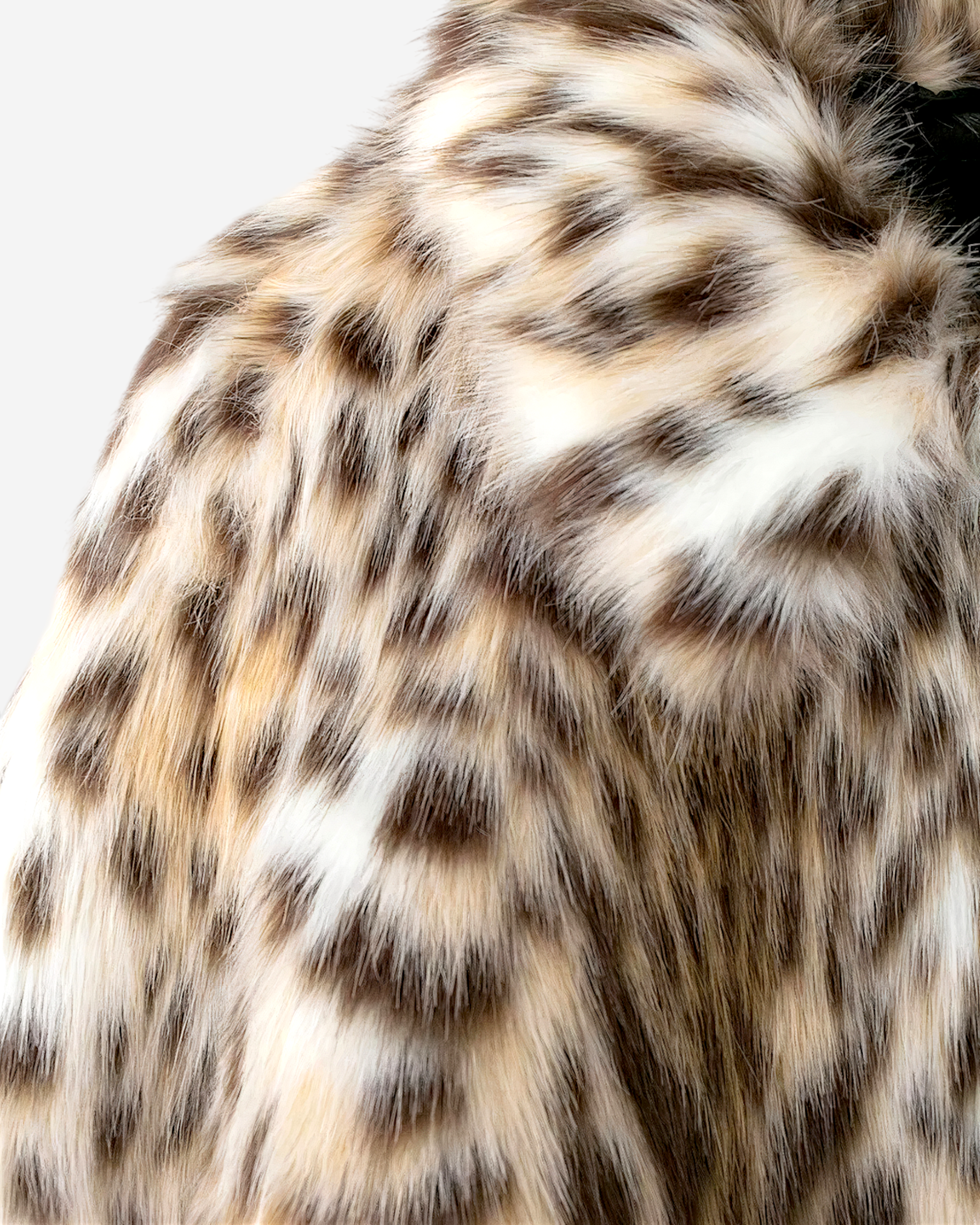 Leopard Print Faux Fur Long Sleeve Coat