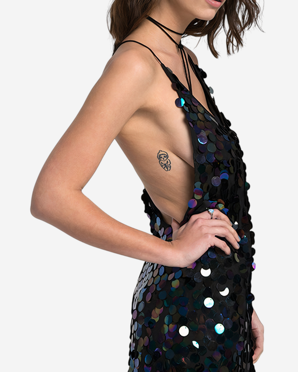 Dark Sequin Bodycon Mini Dress [Black]