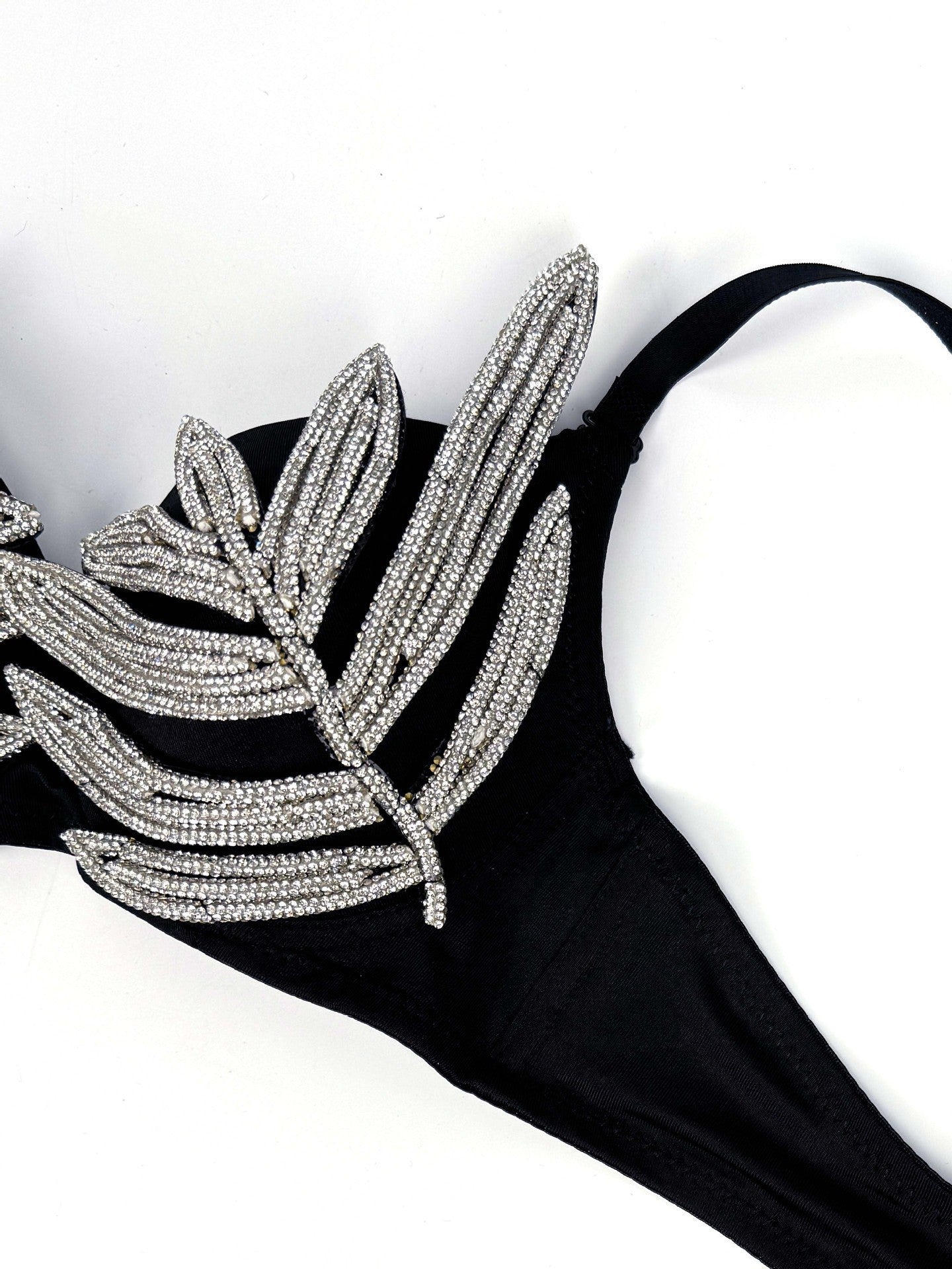 3D Rhinestone Shaping Bra [Black]