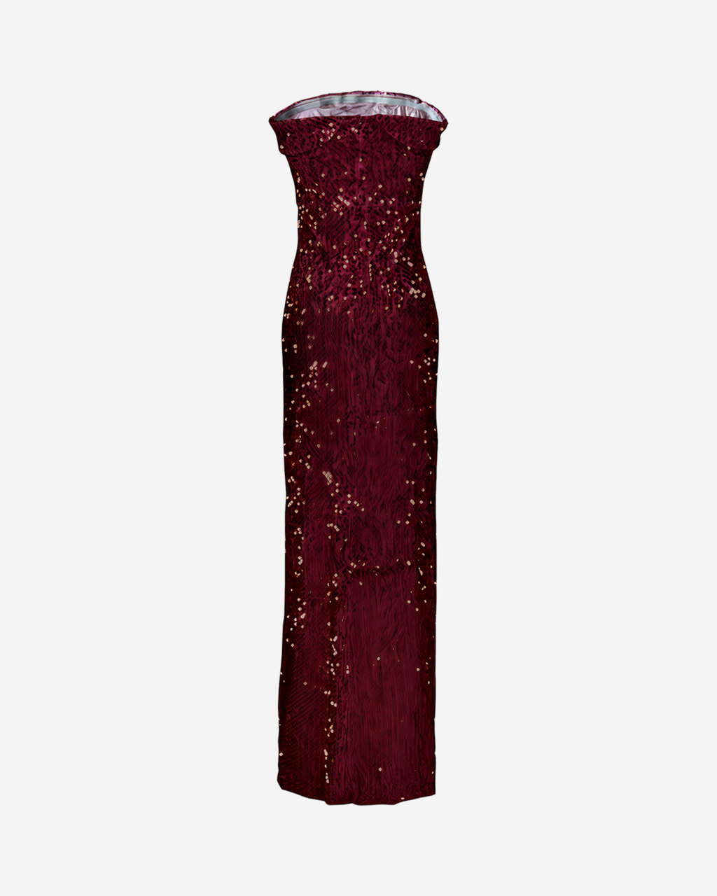 Strapless Sequin Maxi Dress with Front Slit