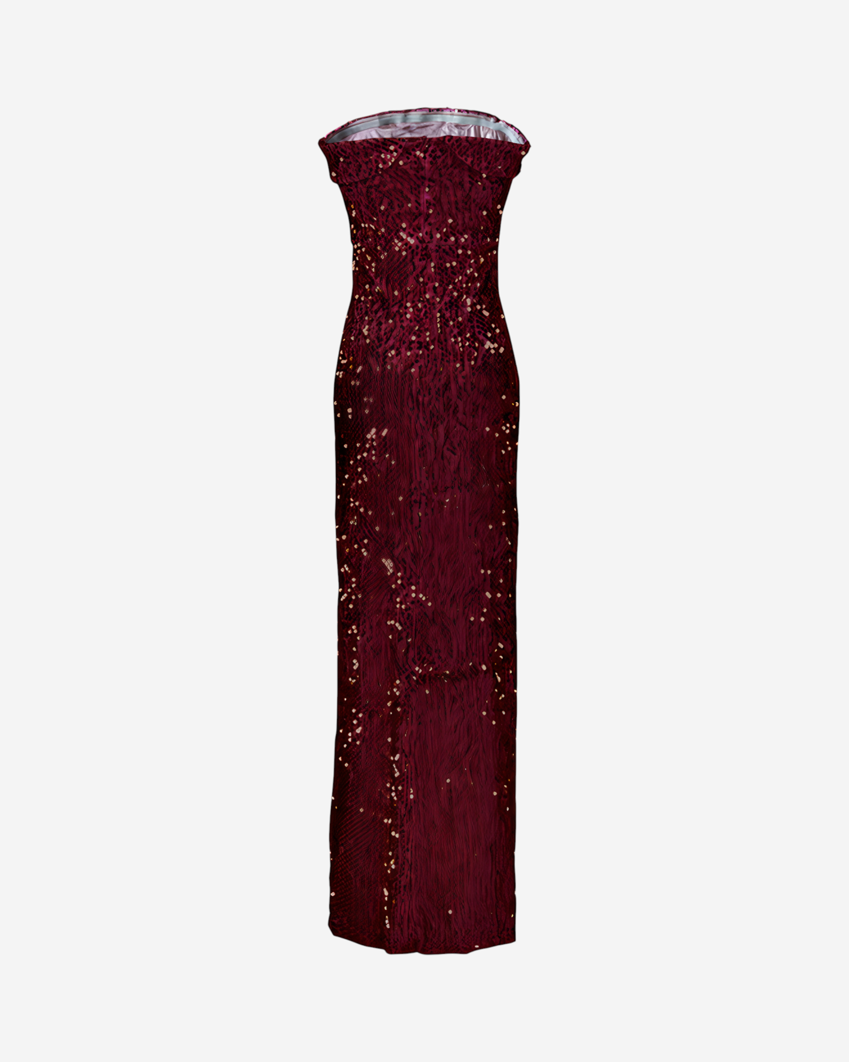 Strapless Sequin Maxi Dress with Front Slit