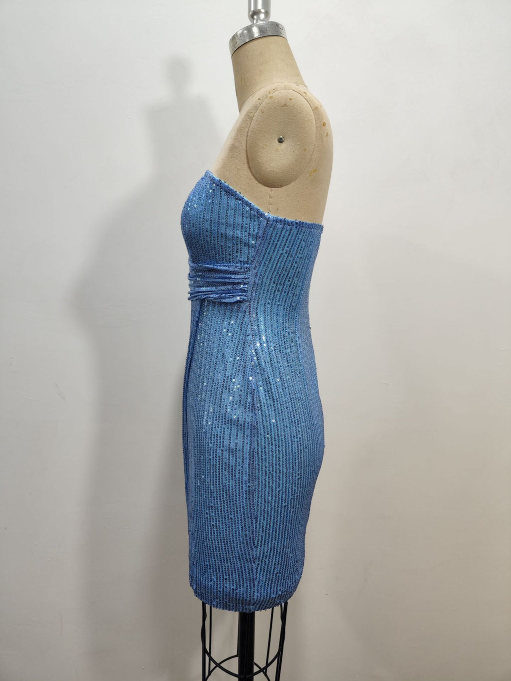 Shimmer Strapless Bodycon Dress [Blue]