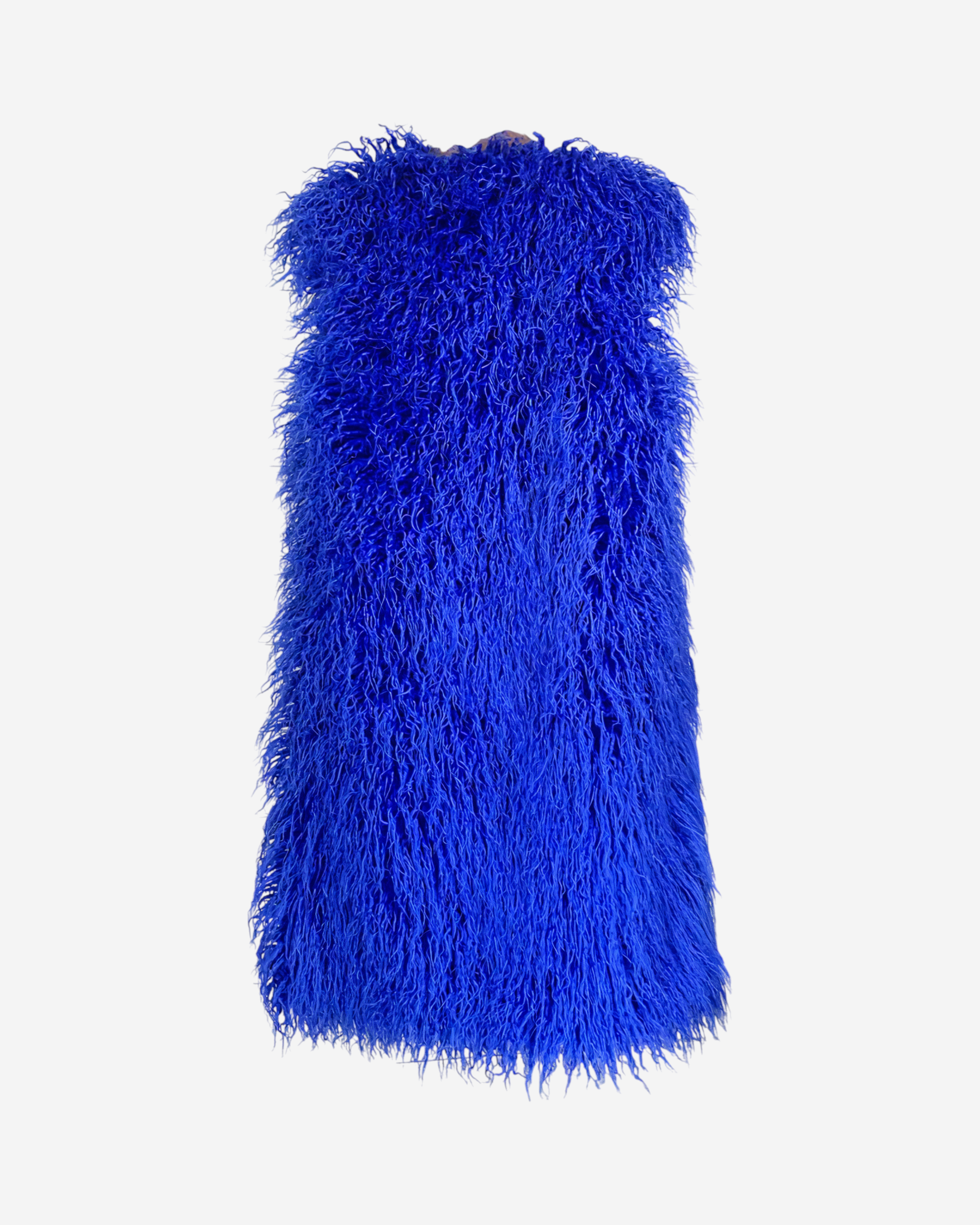 Faux Fur Sleeveless Long V-Neck Vest