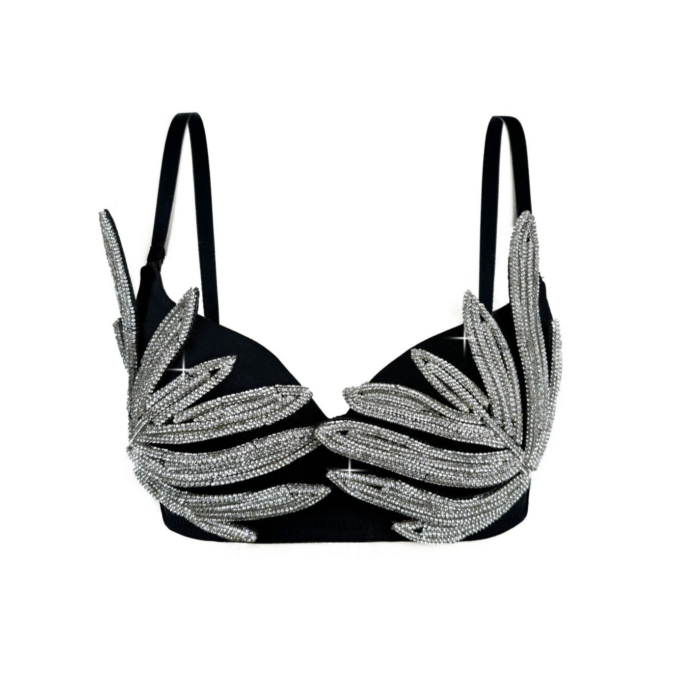 3D Rhinestone Shaping Bra [Black]