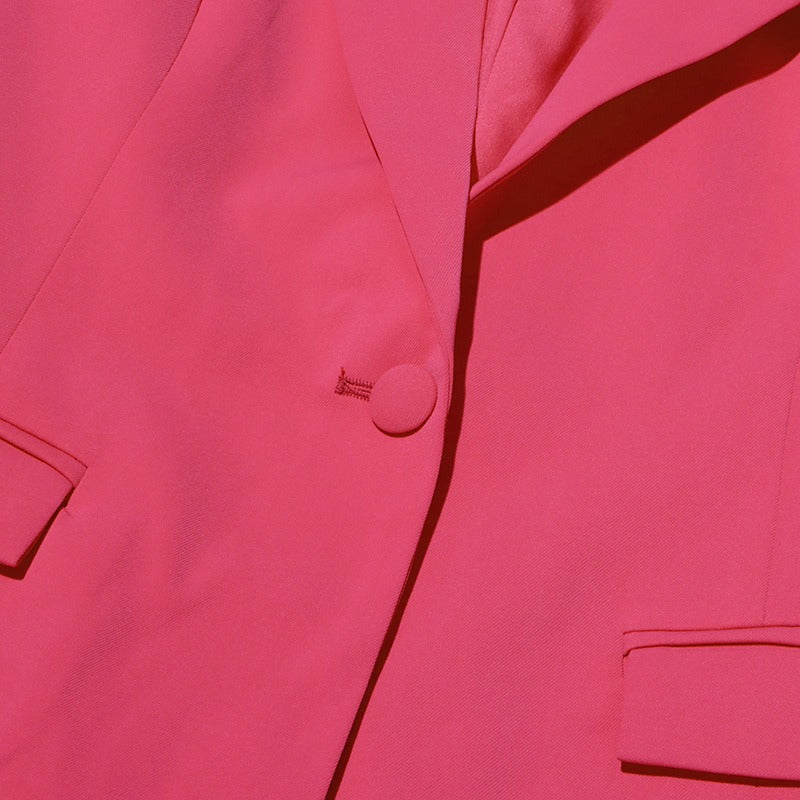 Rose Red Fringe Edge Single Button Suit Blazer