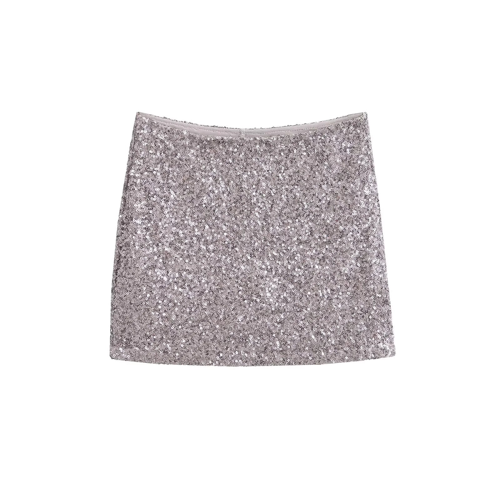 Sequin Mini Skirt with 3D Effect Detail