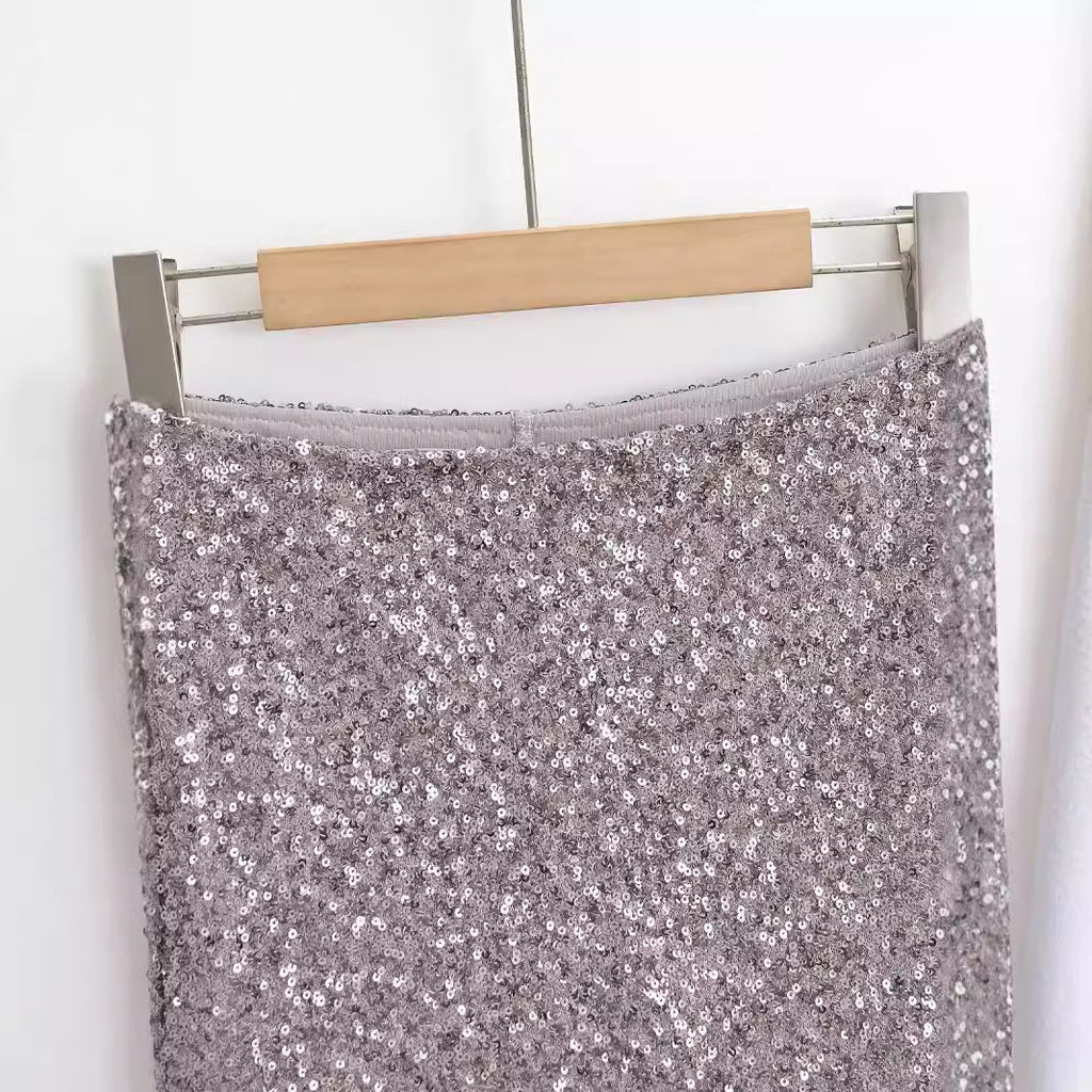 Sequin Mini Skirt with 3D Effect Detail