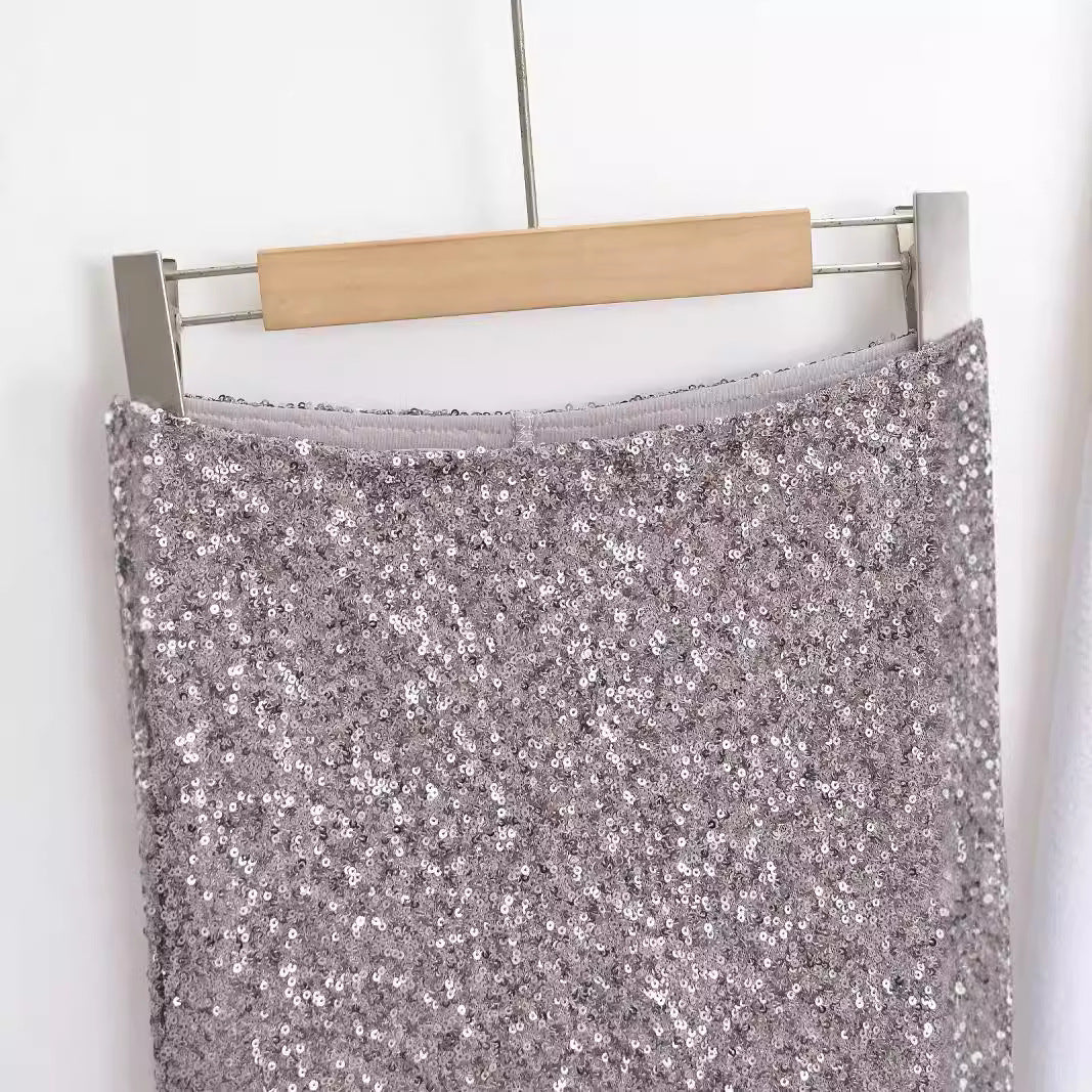 Sequin Mini Skirt with 3D Effect Detail