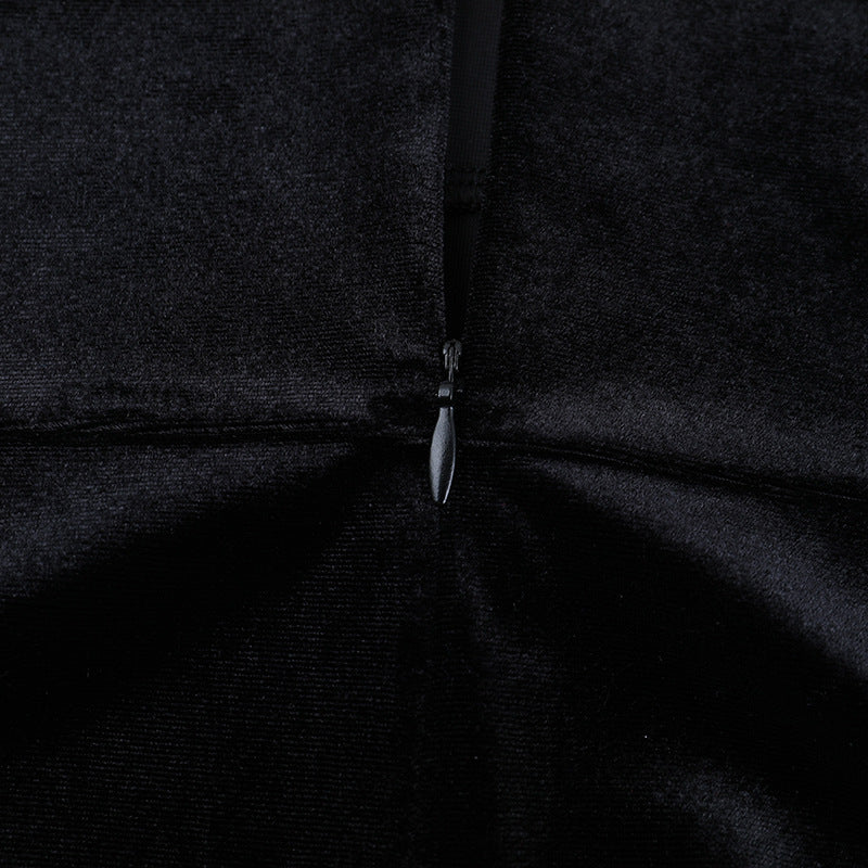 Black Feather Hem Mini Dress