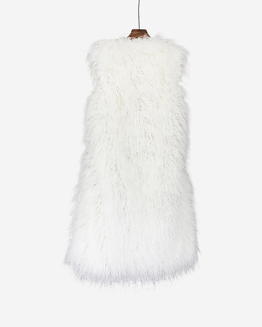Faux Fur Sleeveless Long V-Neck Vest