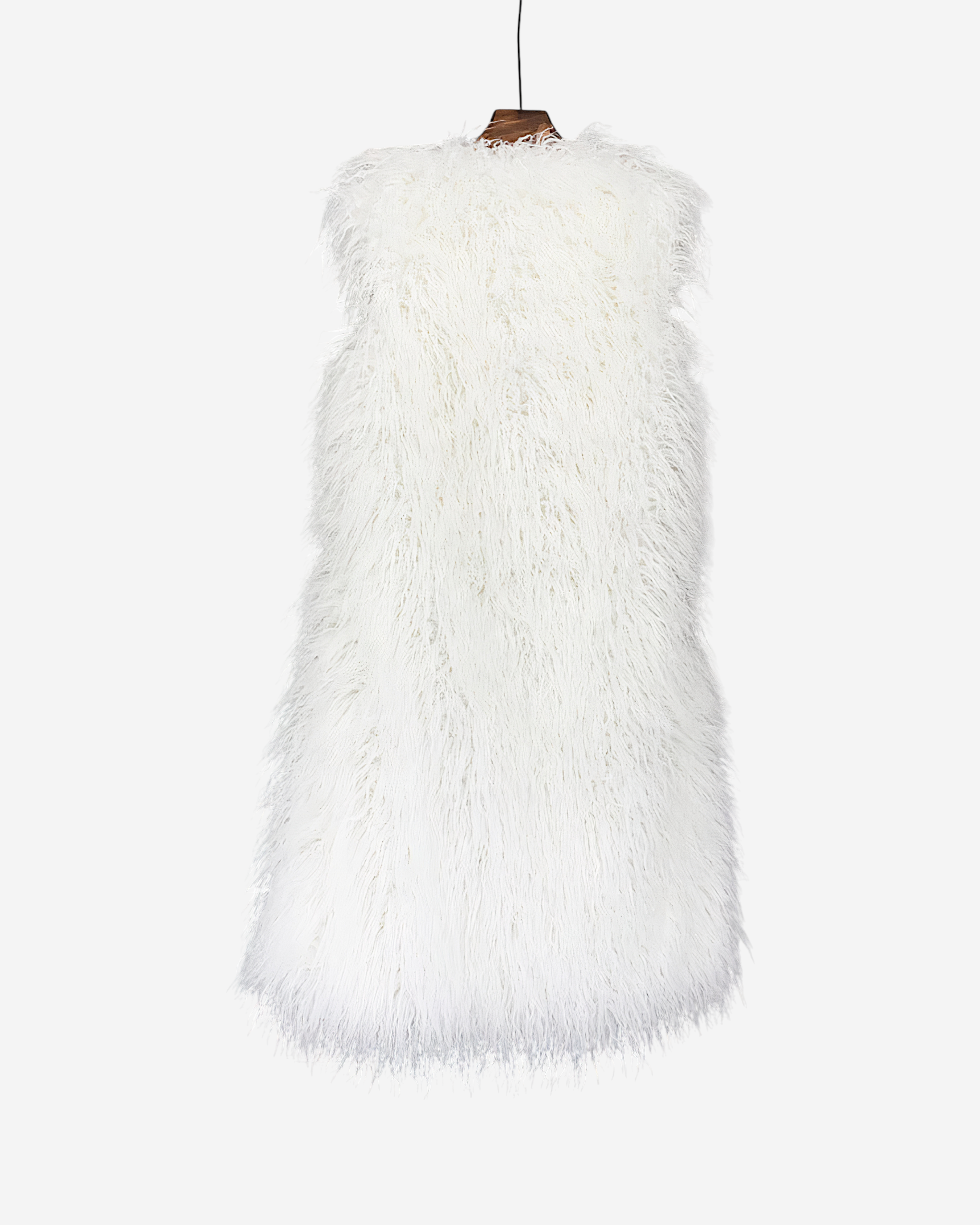 Faux Fur Sleeveless Long V-Neck Vest