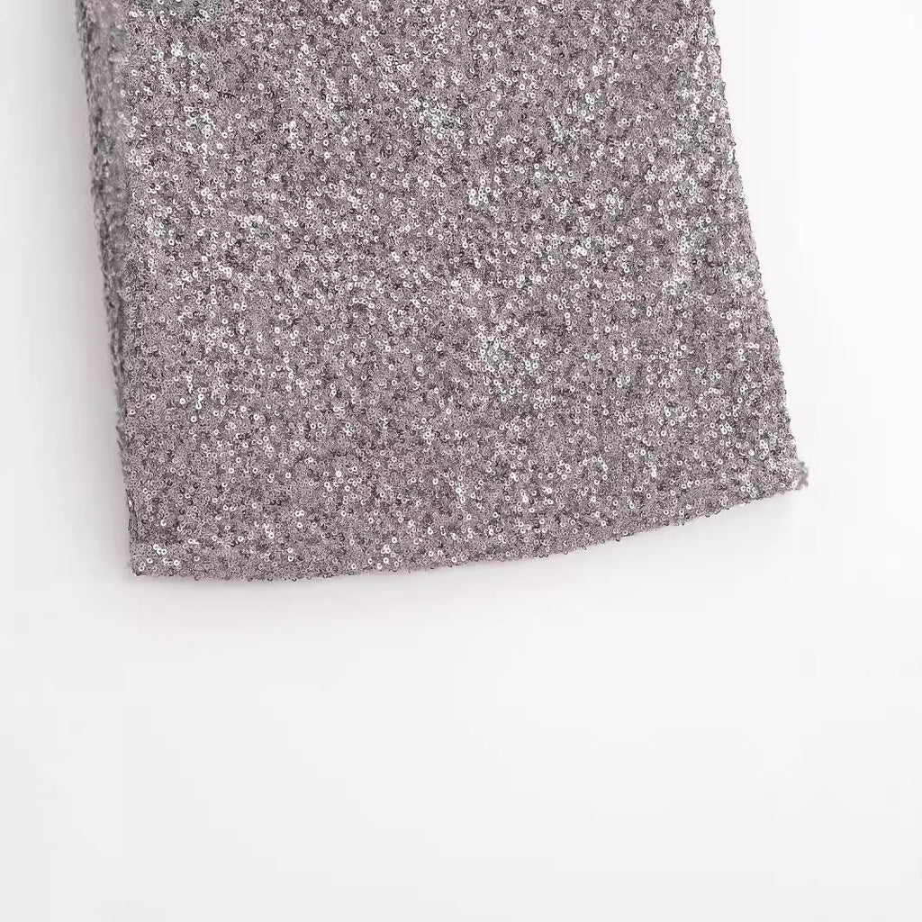 Sequin Mini Skirt with 3D Effect Detail