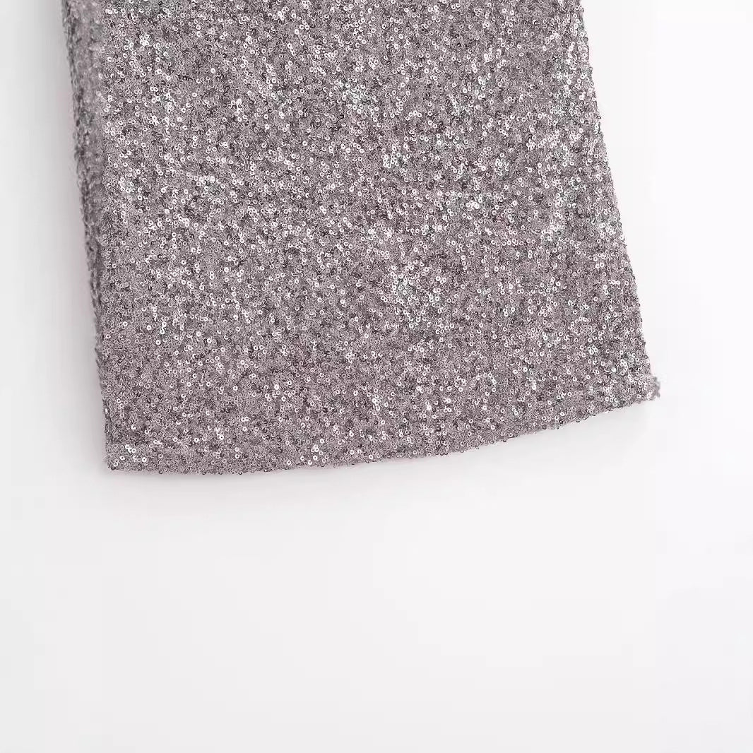 Sequin Mini Skirt with 3D Effect Detail