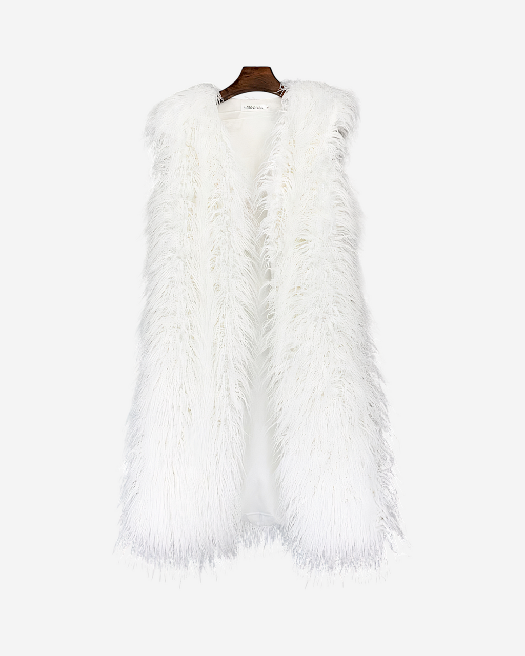 Faux Fur Sleeveless Long V-Neck Vest