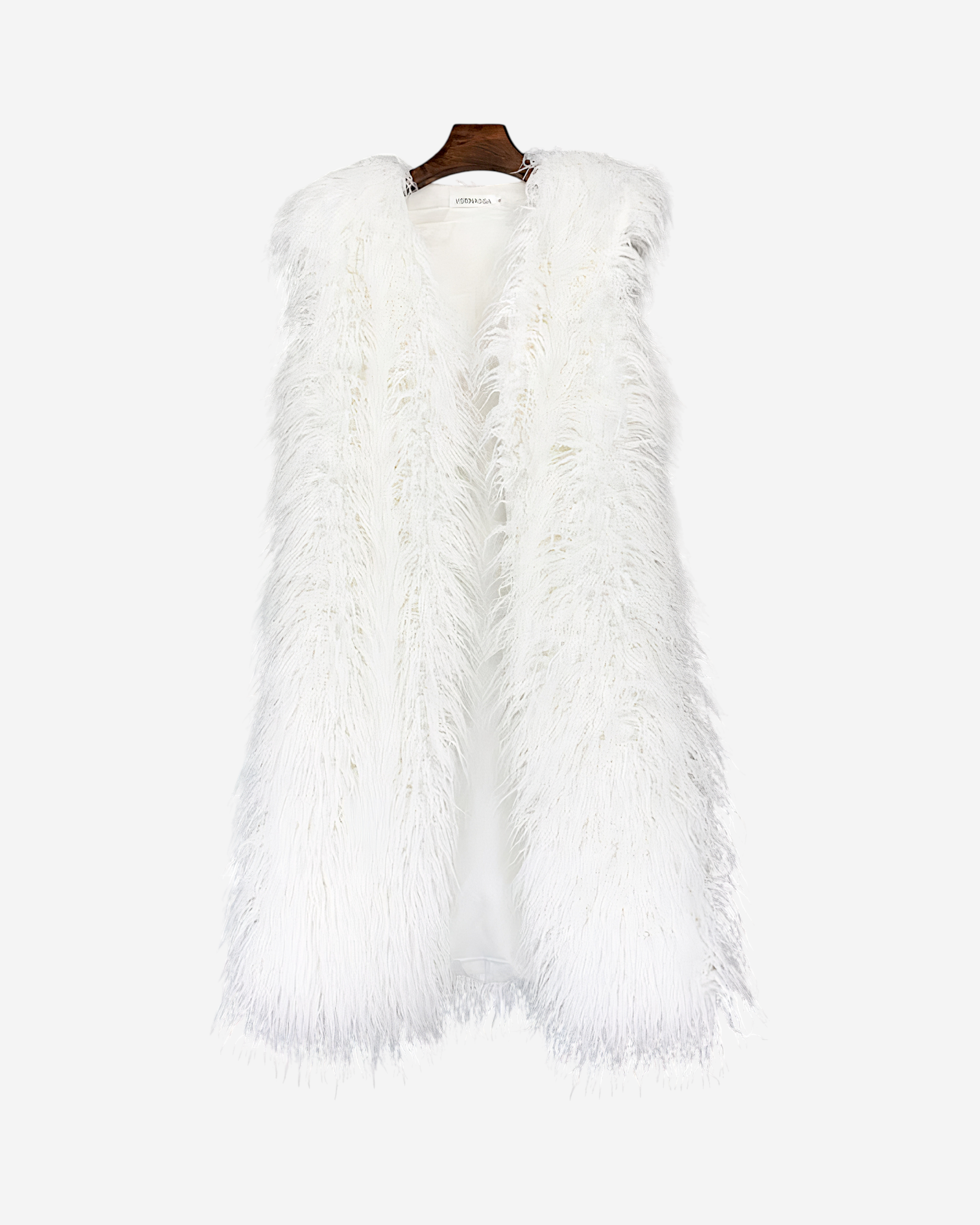 Faux Fur Sleeveless Long V-Neck Vest