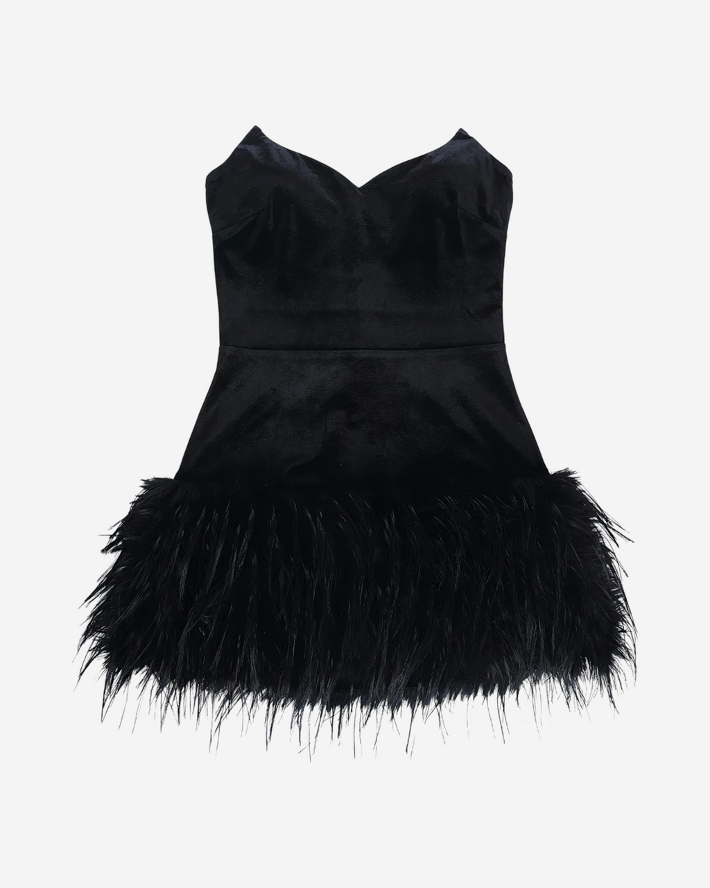 Black Feather Hem Mini Dress