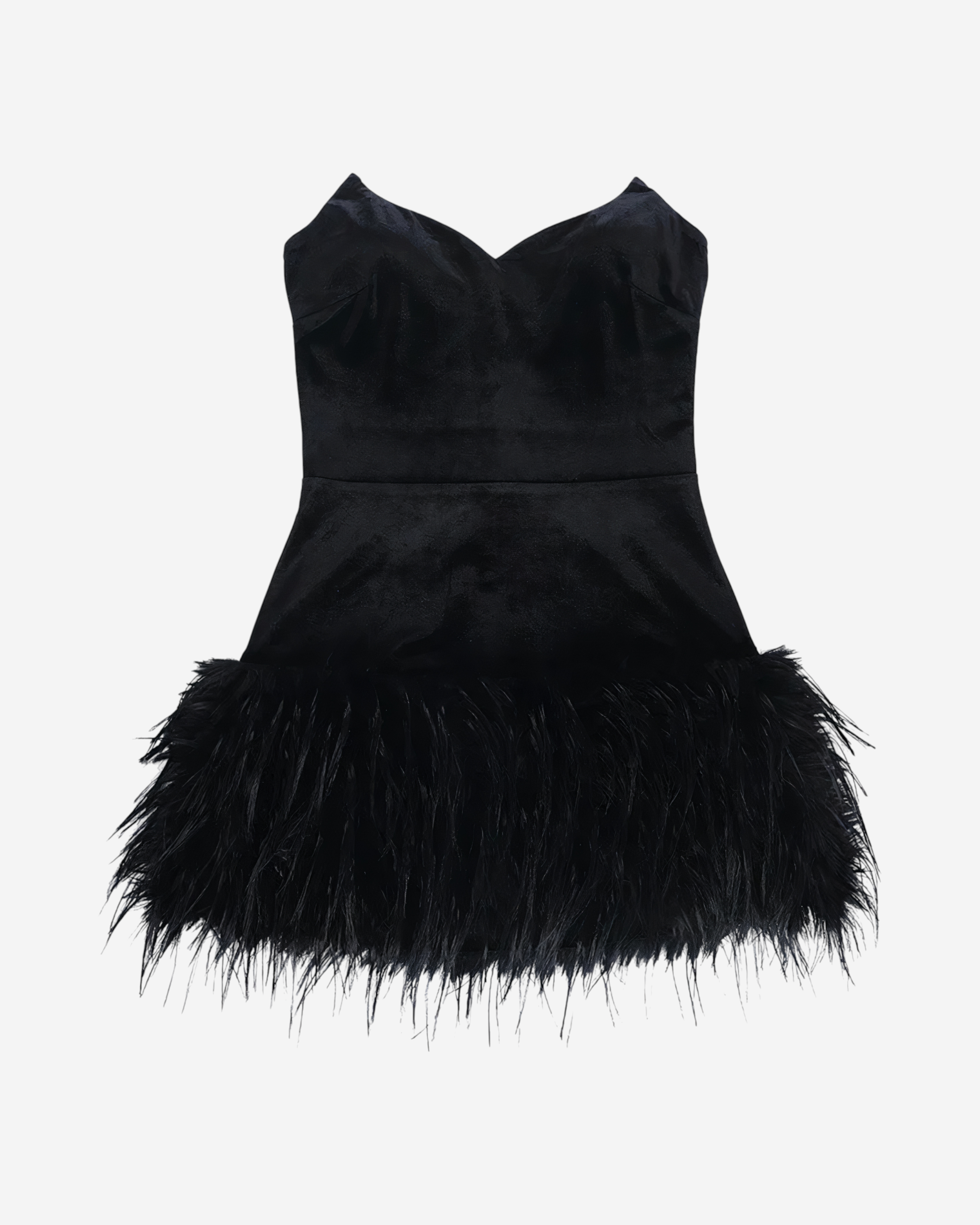 Black Feather Hem Mini Dress