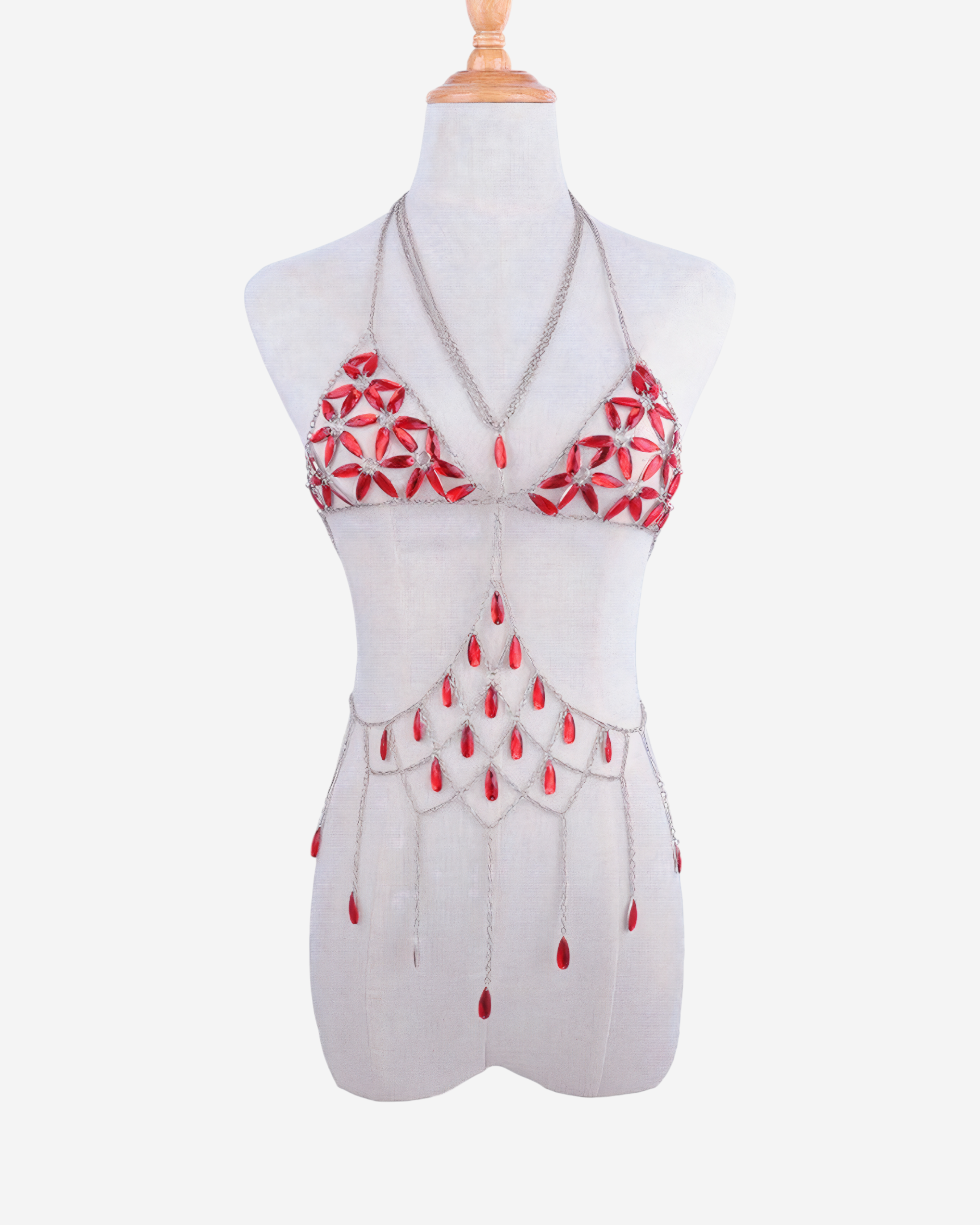 Metal Tassel Details Tank Top with Patchwork Design [Pink]