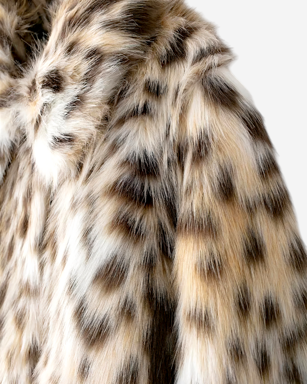 Leopard Print Faux Fur Long Sleeve Coat