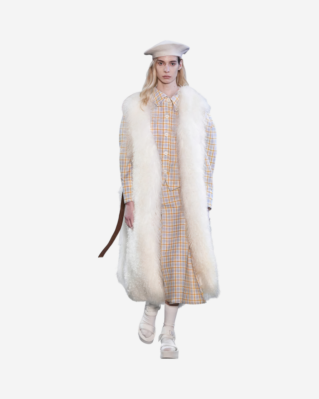 Faux Fur Sleeveless Long V-Neck Vest