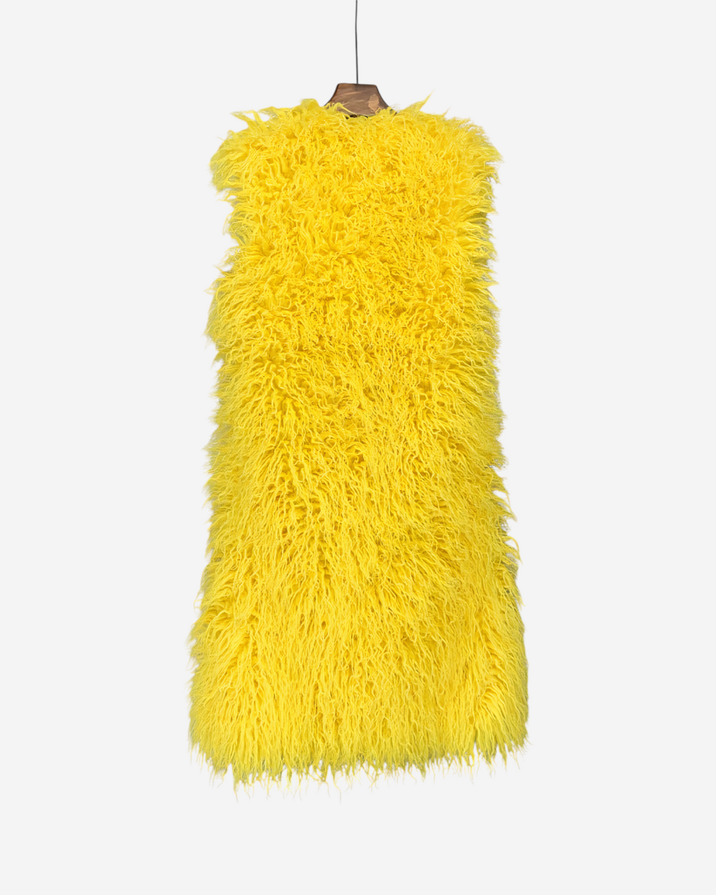 Faux Fur Sleeveless Long V-Neck Vest