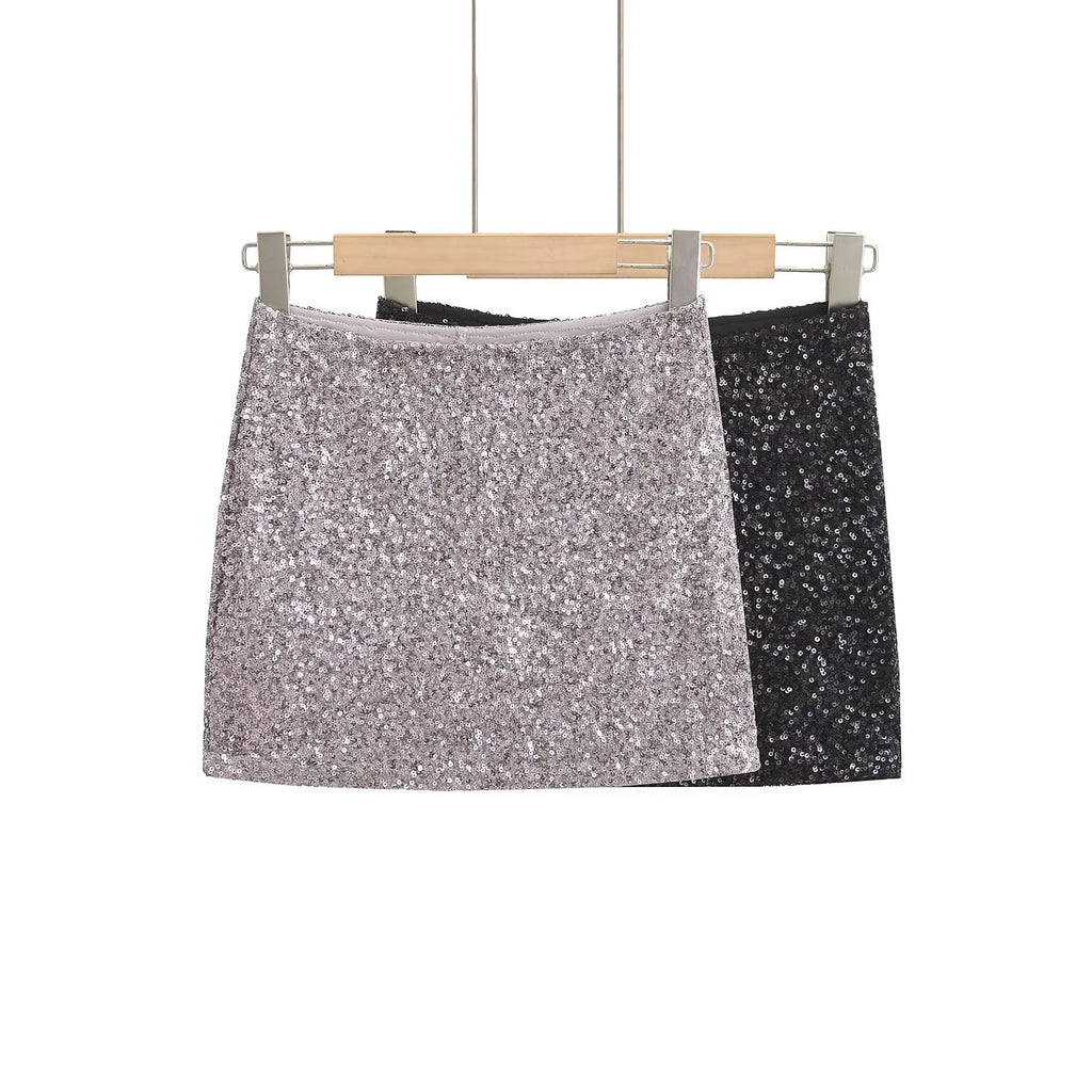 Sequin Mini Skirt with 3D Effect Detail