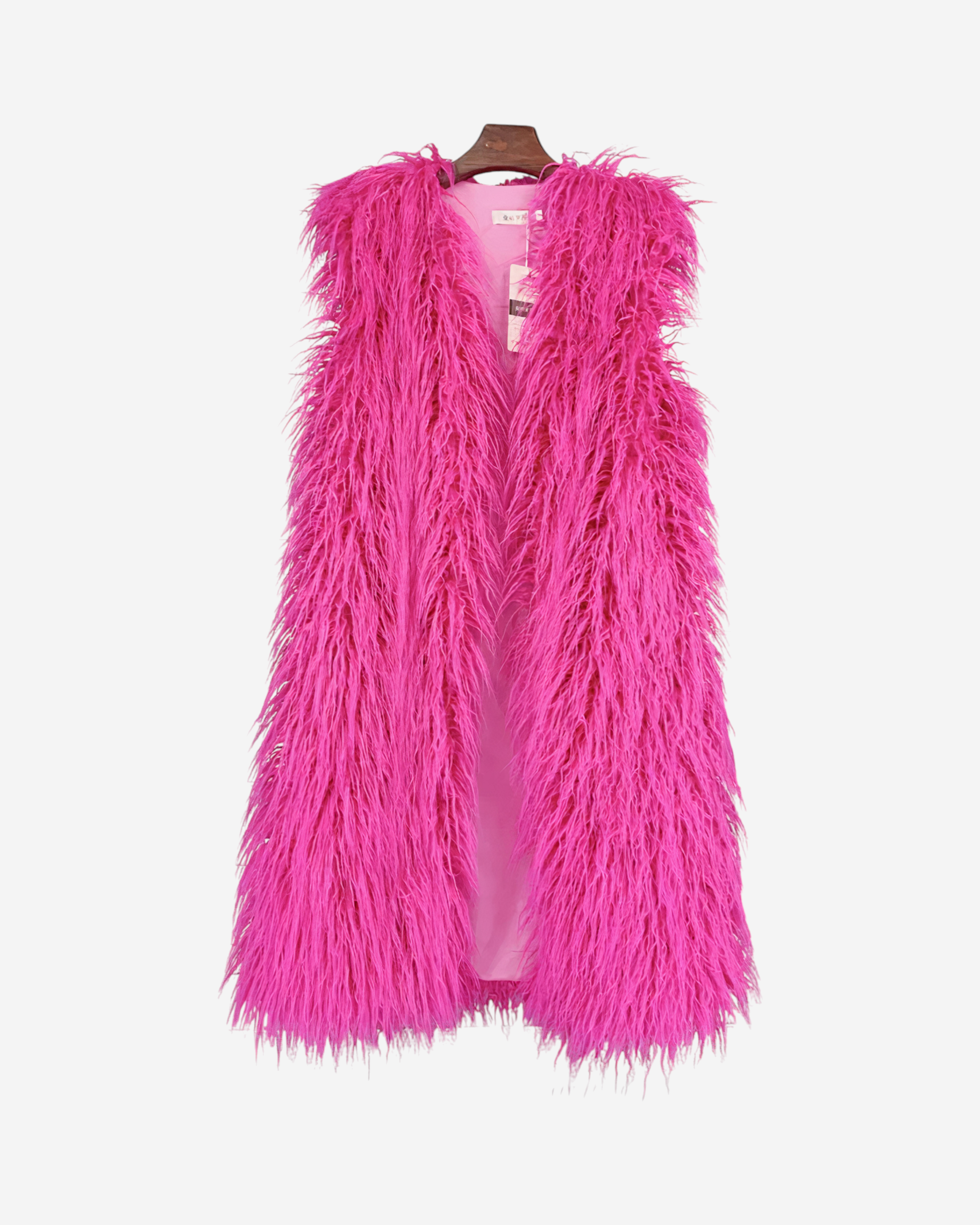 Faux Fur Sleeveless Long V-Neck Vest