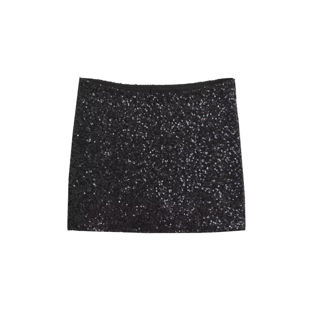 Sequin Mini Skirt with 3D Effect Detail