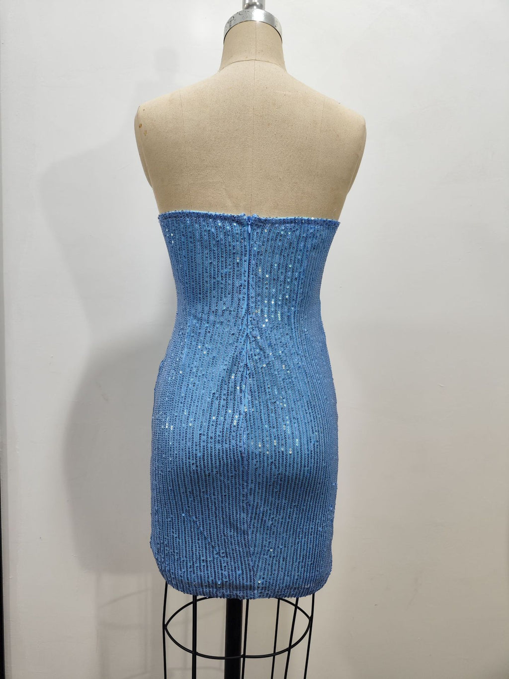 Shimmer Strapless Bodycon Dress [Blue]