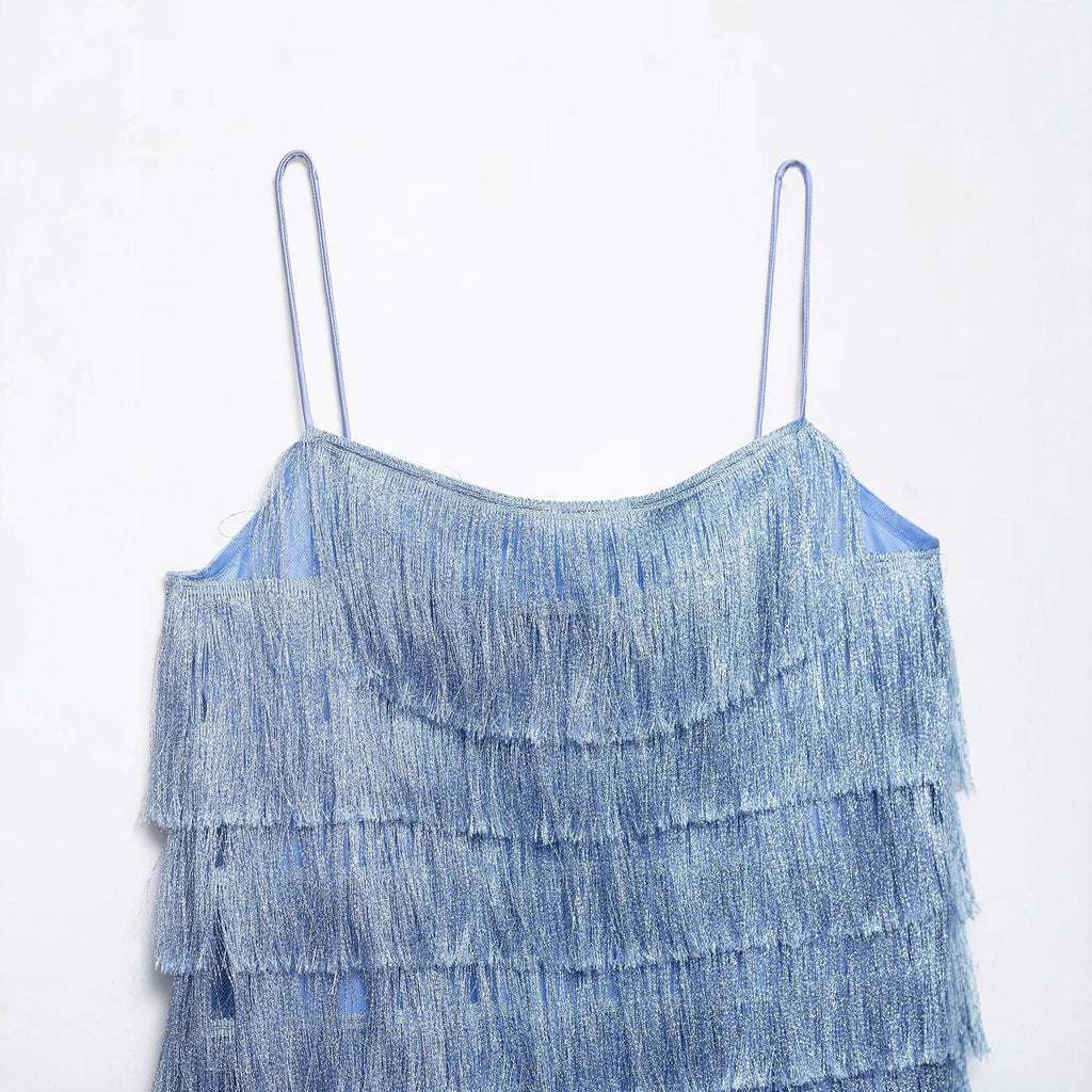 Royal Blue Tassel Embellished Dress