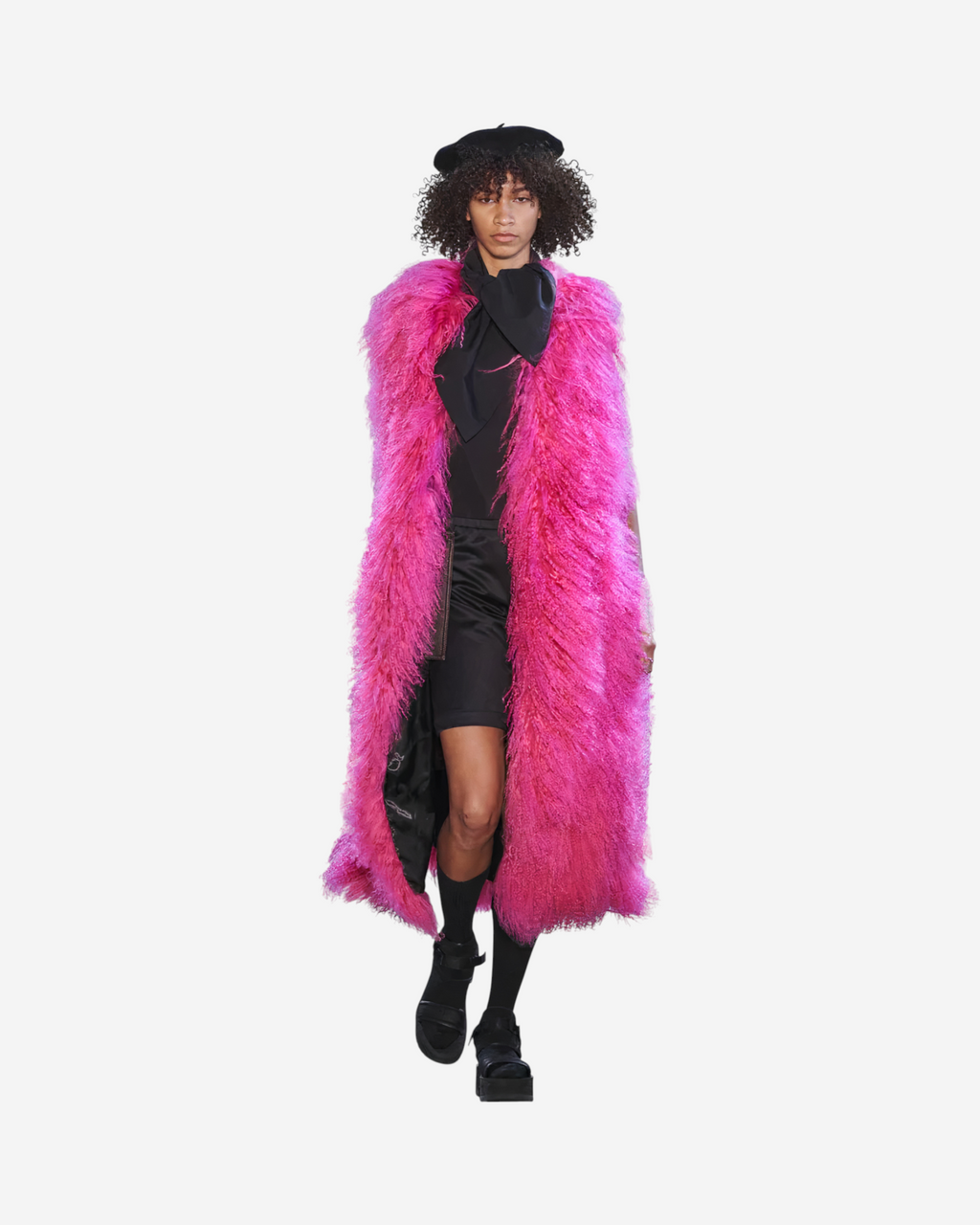 Faux Fur Sleeveless Long V-Neck Vest
