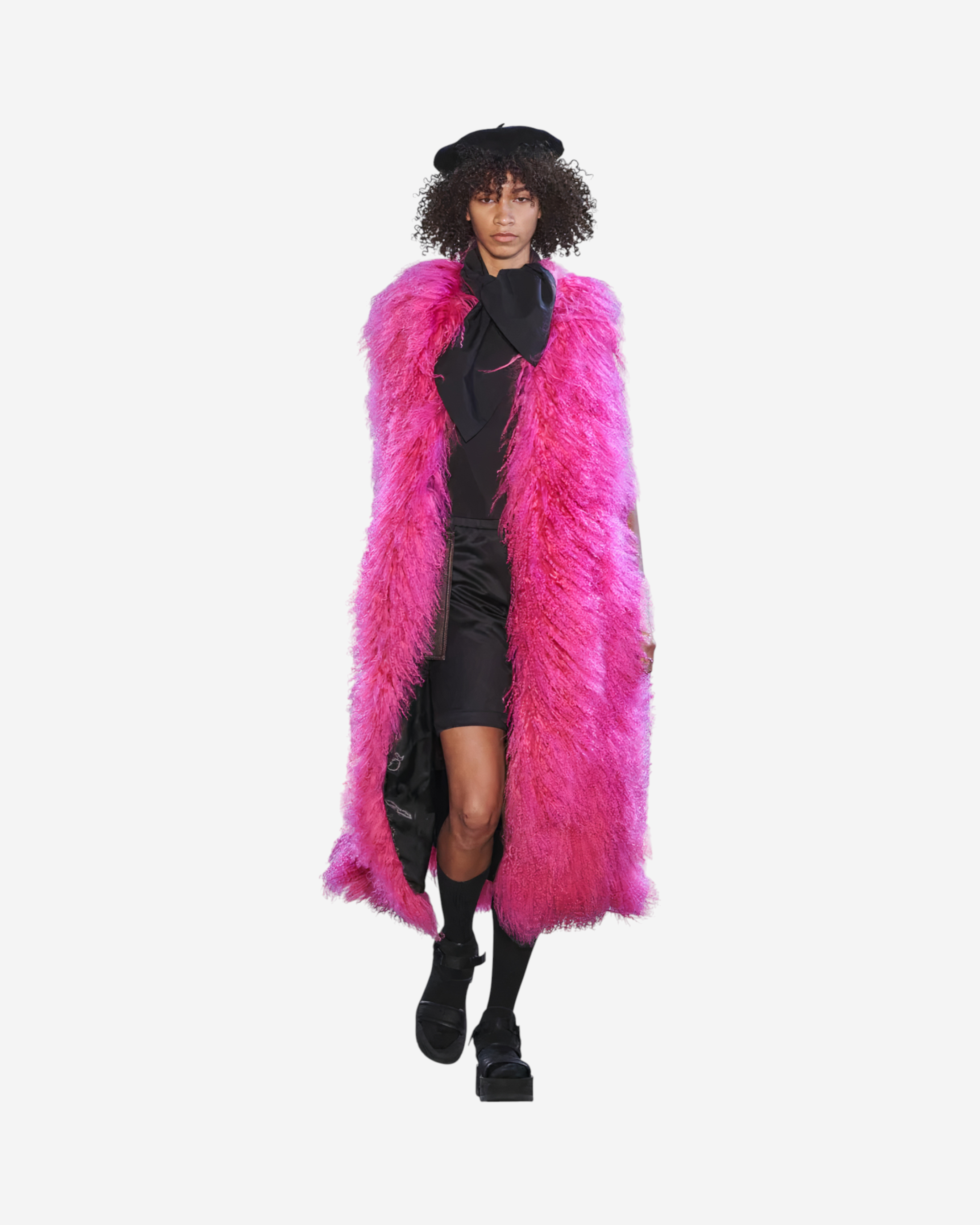 Faux Fur Sleeveless Long V-Neck Vest