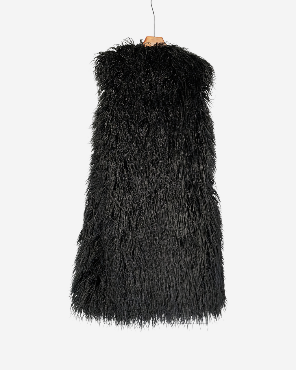 Faux Fur Sleeveless Long V-Neck Vest