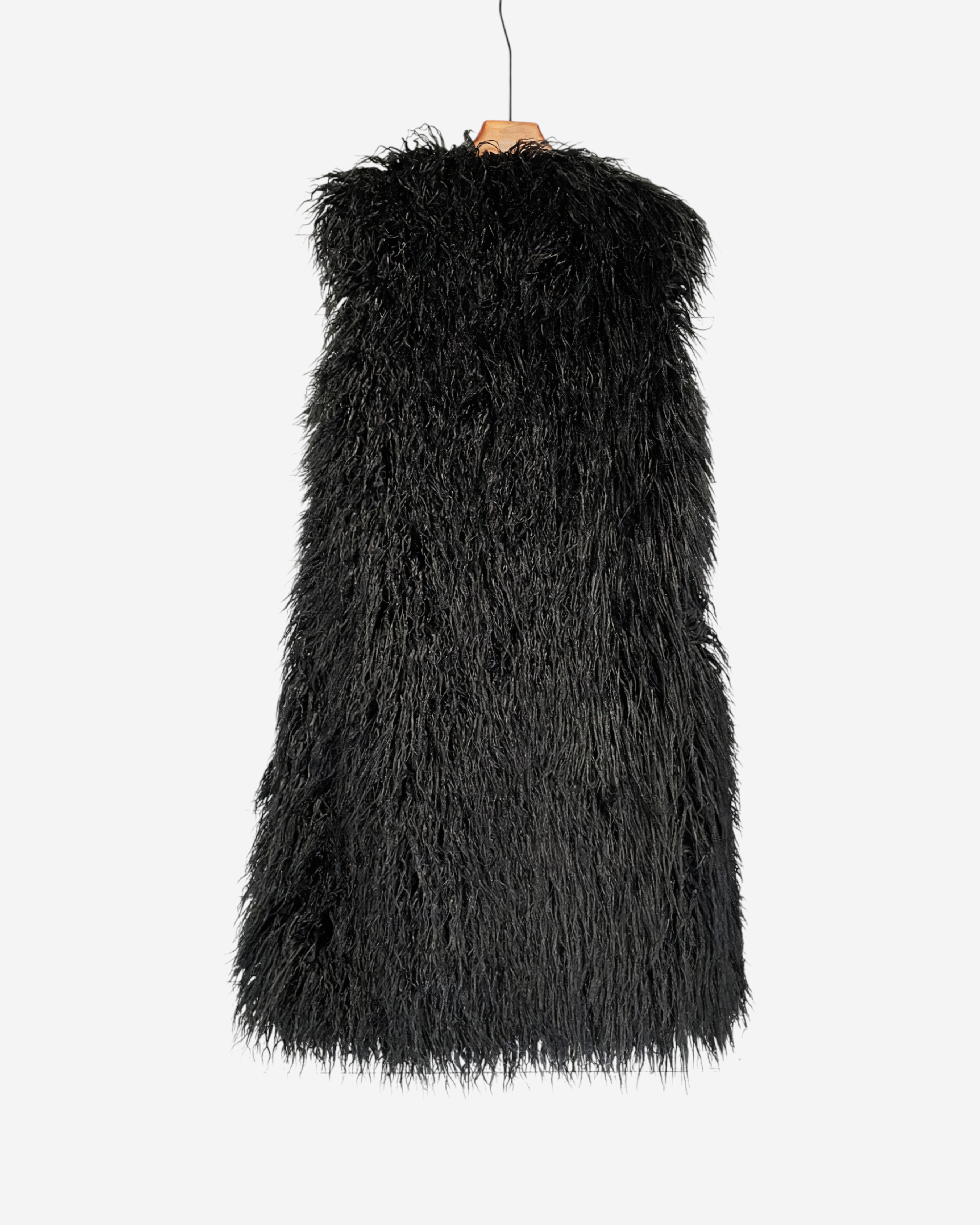 Faux Fur Sleeveless Long V-Neck Vest
