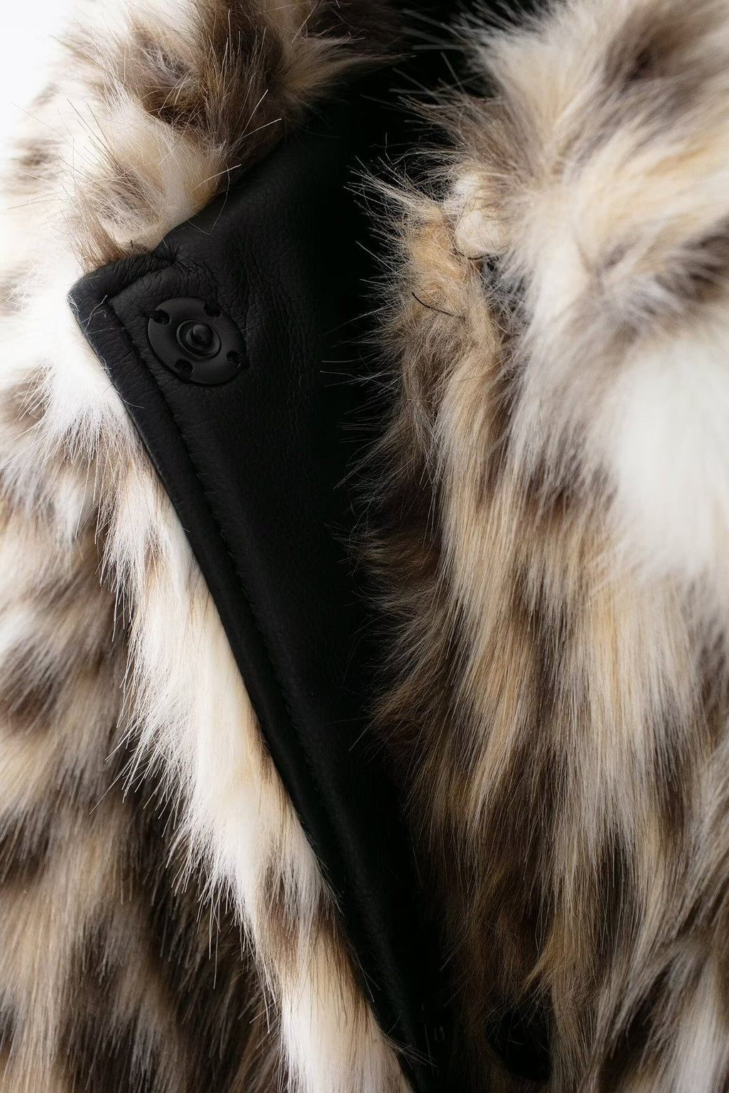 Leopard Print Faux Fur Long Sleeve Coat