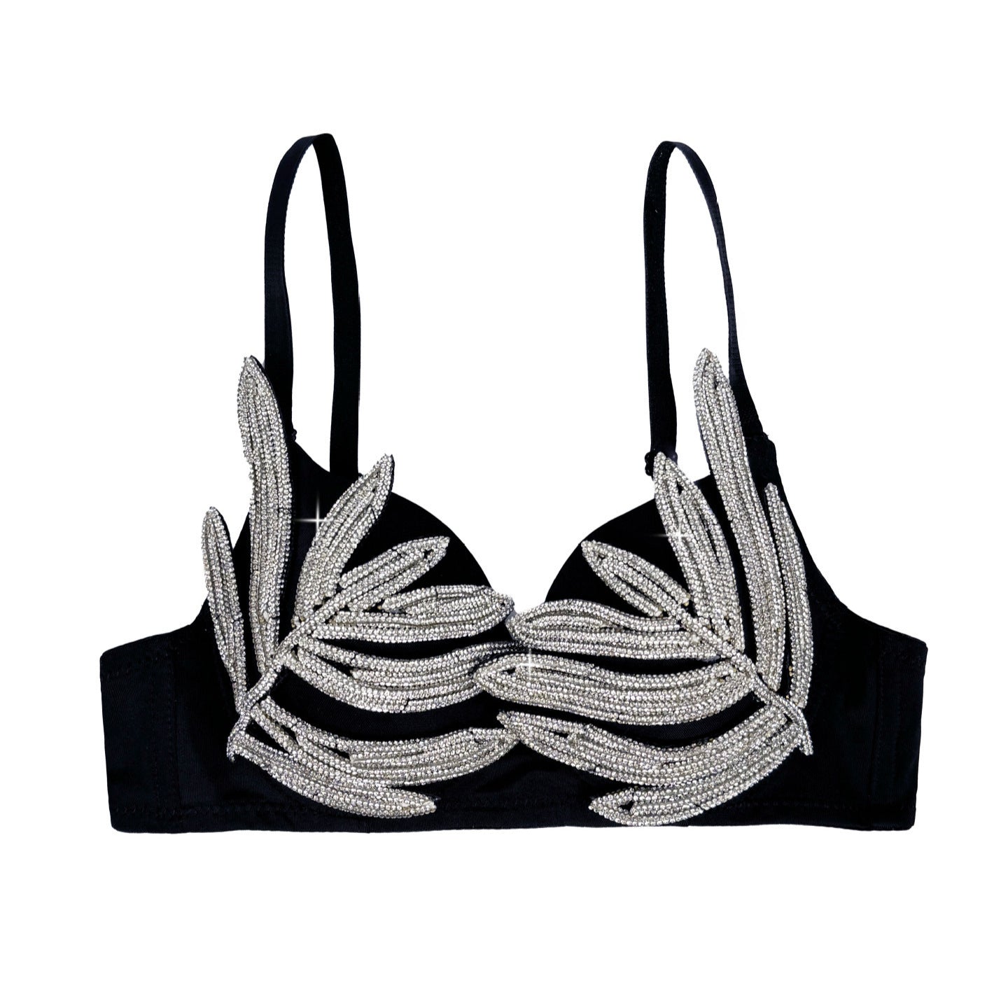 3D Rhinestone Shaping Bra [Black]
