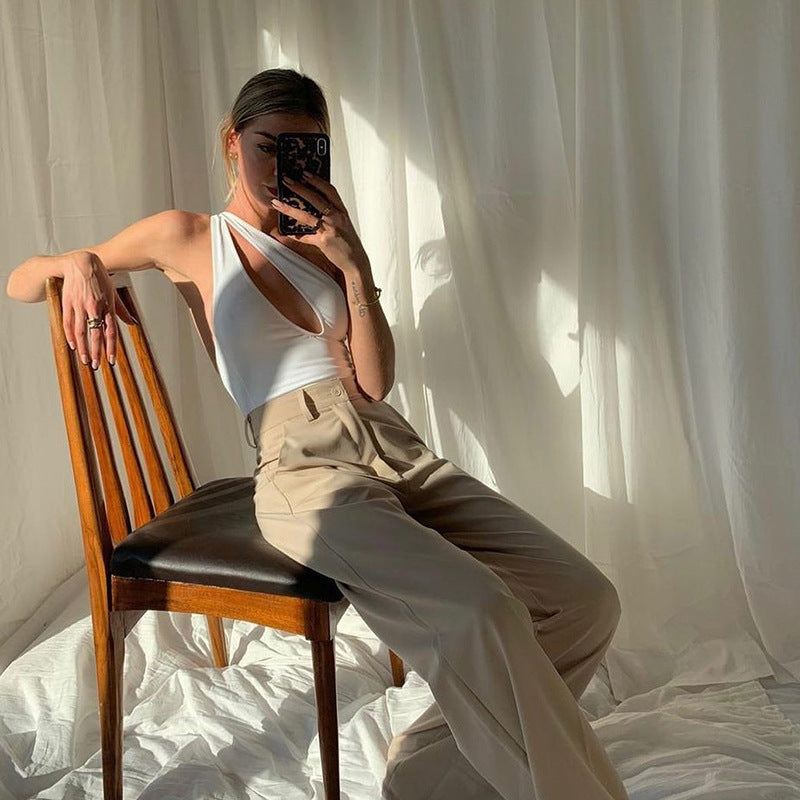 Off-Shoulder Cut-Out Fitted Bodysuit