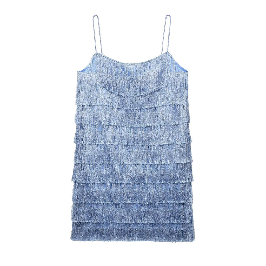 Royal Blue Tassel Embellished Dress