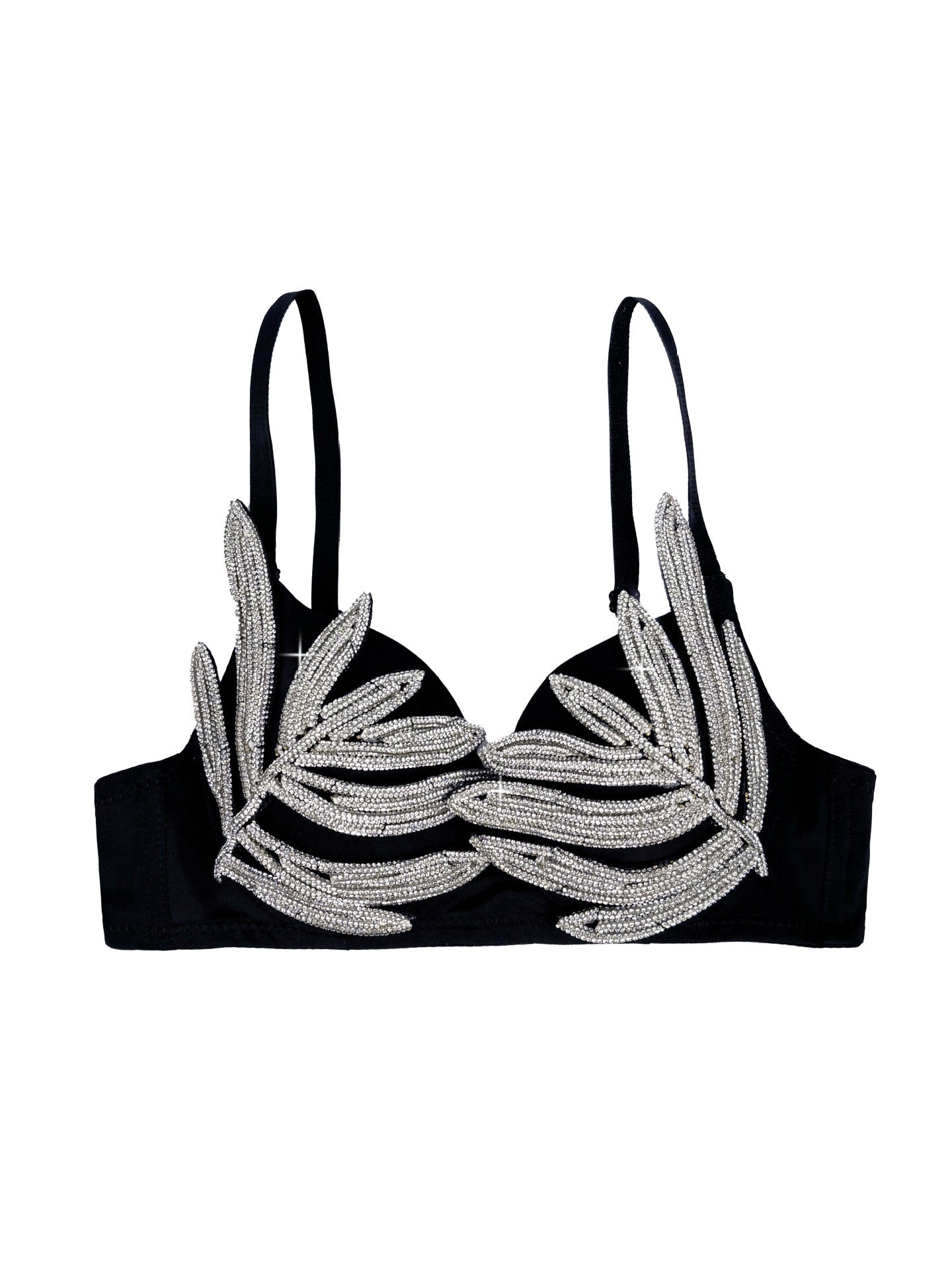3D Rhinestone Shaping Bra [Black]