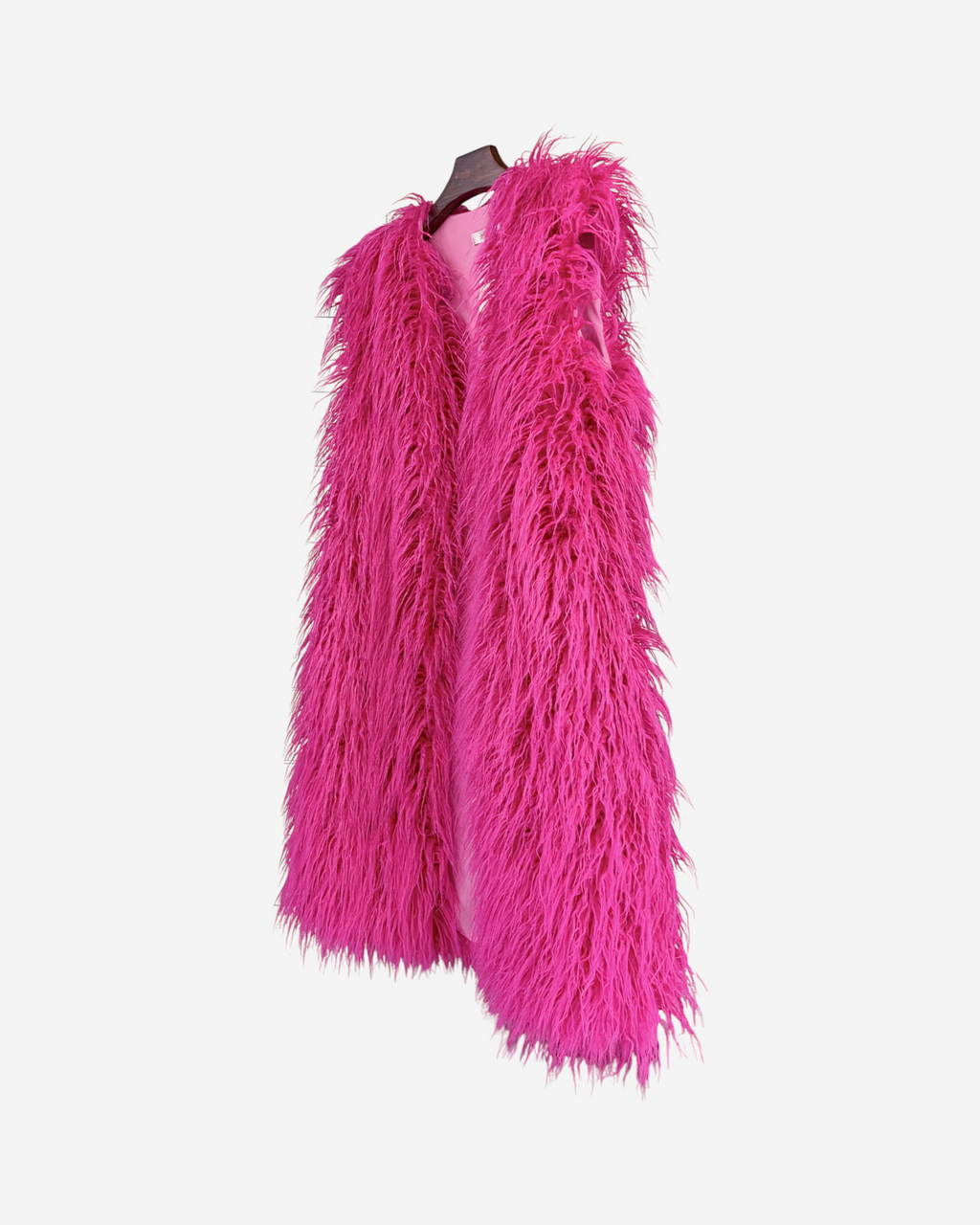 Faux Fur Sleeveless Long V-Neck Vest