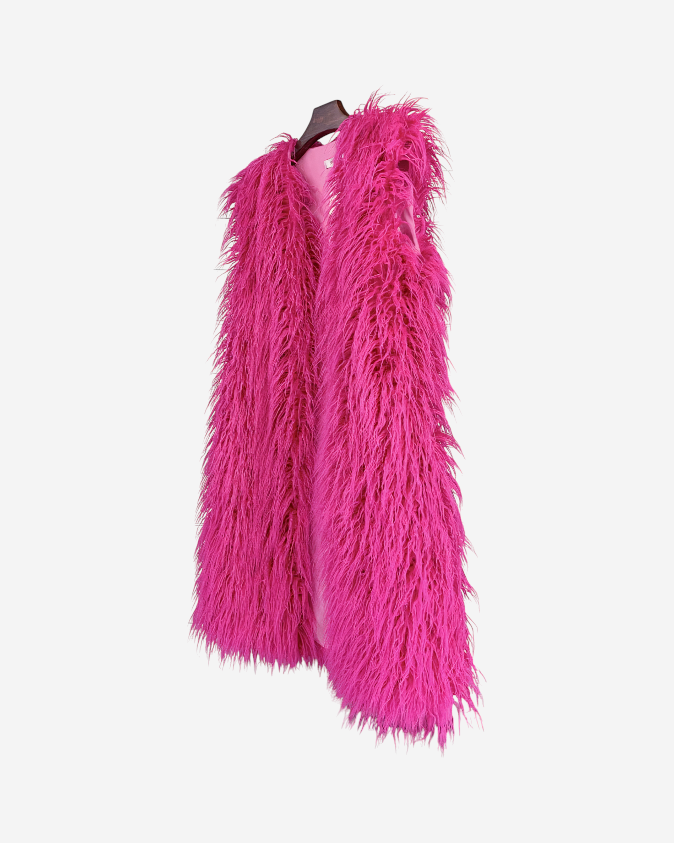 Faux Fur Sleeveless Long V-Neck Vest
