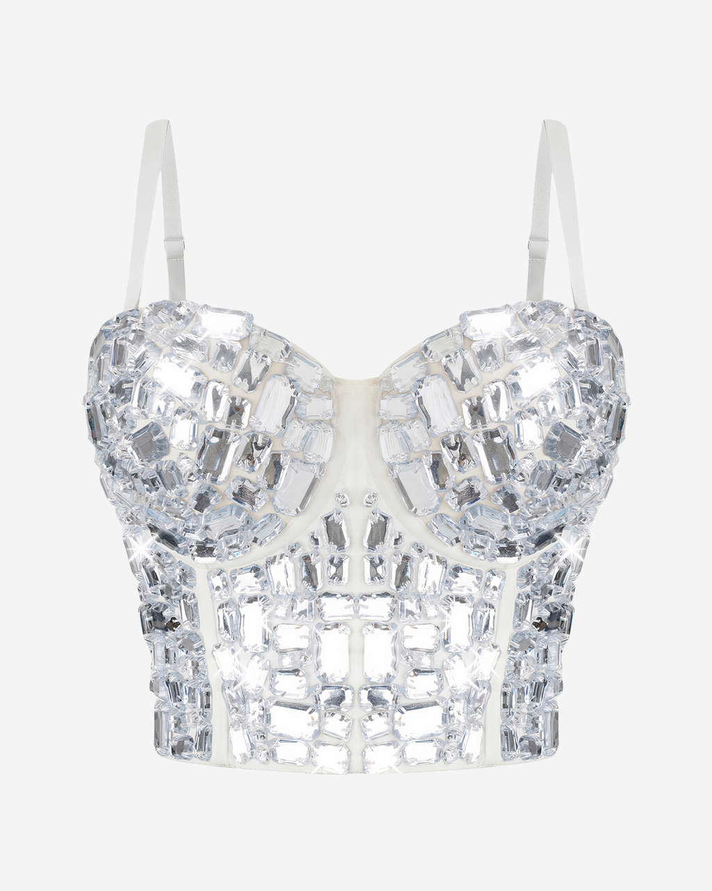 Crystal Sequined Bralette with Heavy Beading & Detachable Straps-Tops-Ekoa Ltd