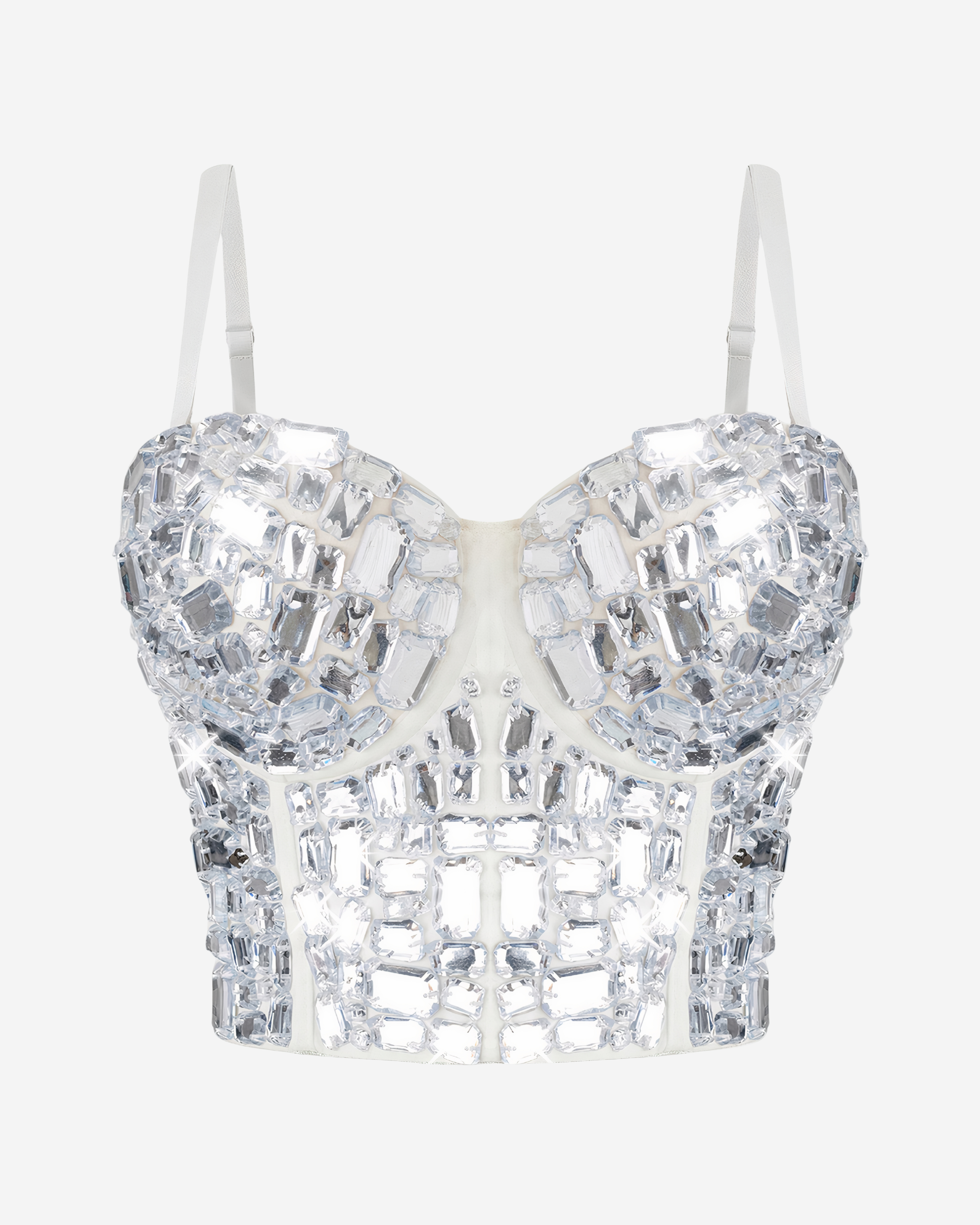 Crystal Sequined Bralette with Heavy Beading & Detachable Straps-Tops-Ekoa Ltd
