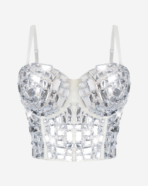 Crystal Sequined Bralette with Heavy Beading & Detachable Straps-Tops-Ekoa Ltd