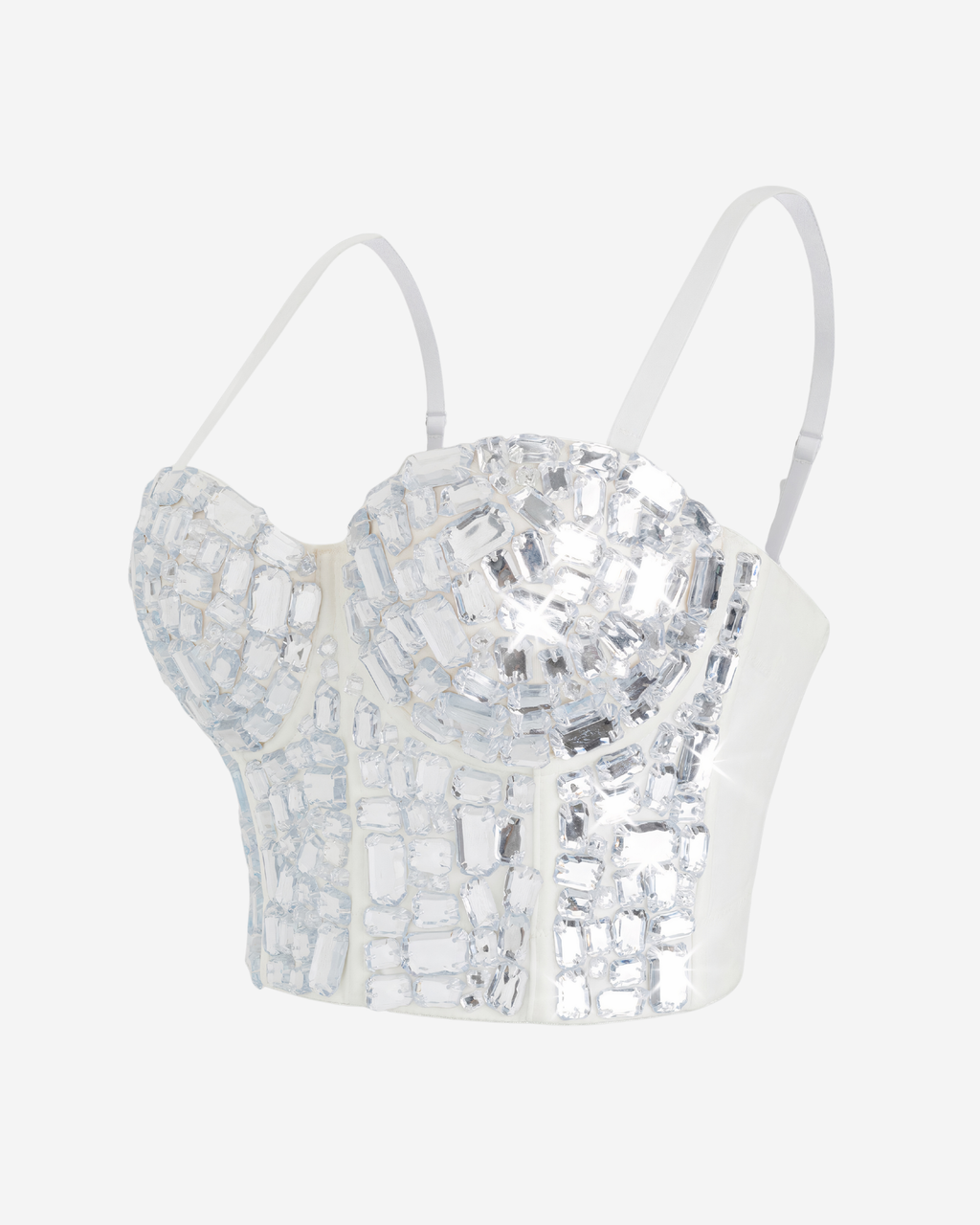 Crystal Sequined Bralette with Heavy Beading & Detachable Straps-Tops-Ekoa Ltd