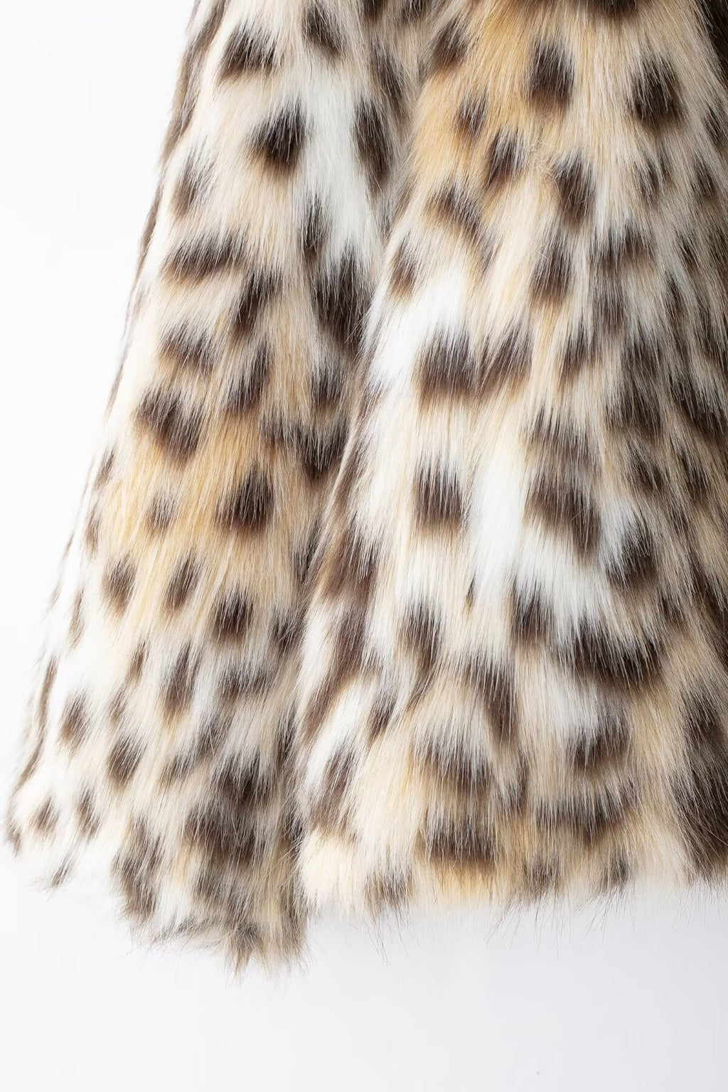Leopard Print Faux Fur Long Sleeve Coat