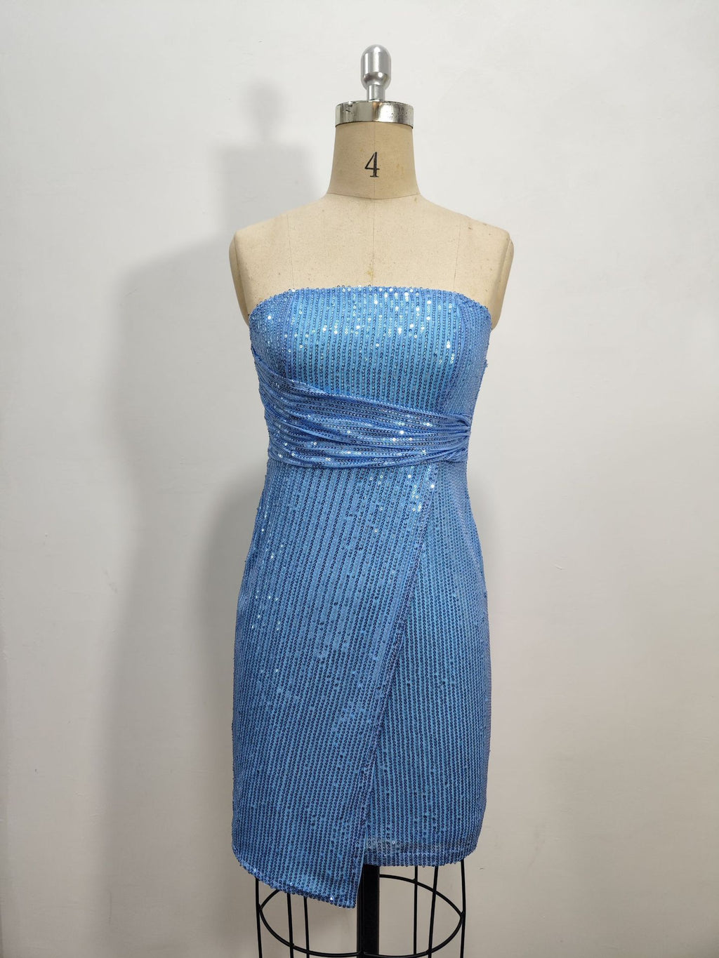 Shimmer Strapless Bodycon Dress [Blue]