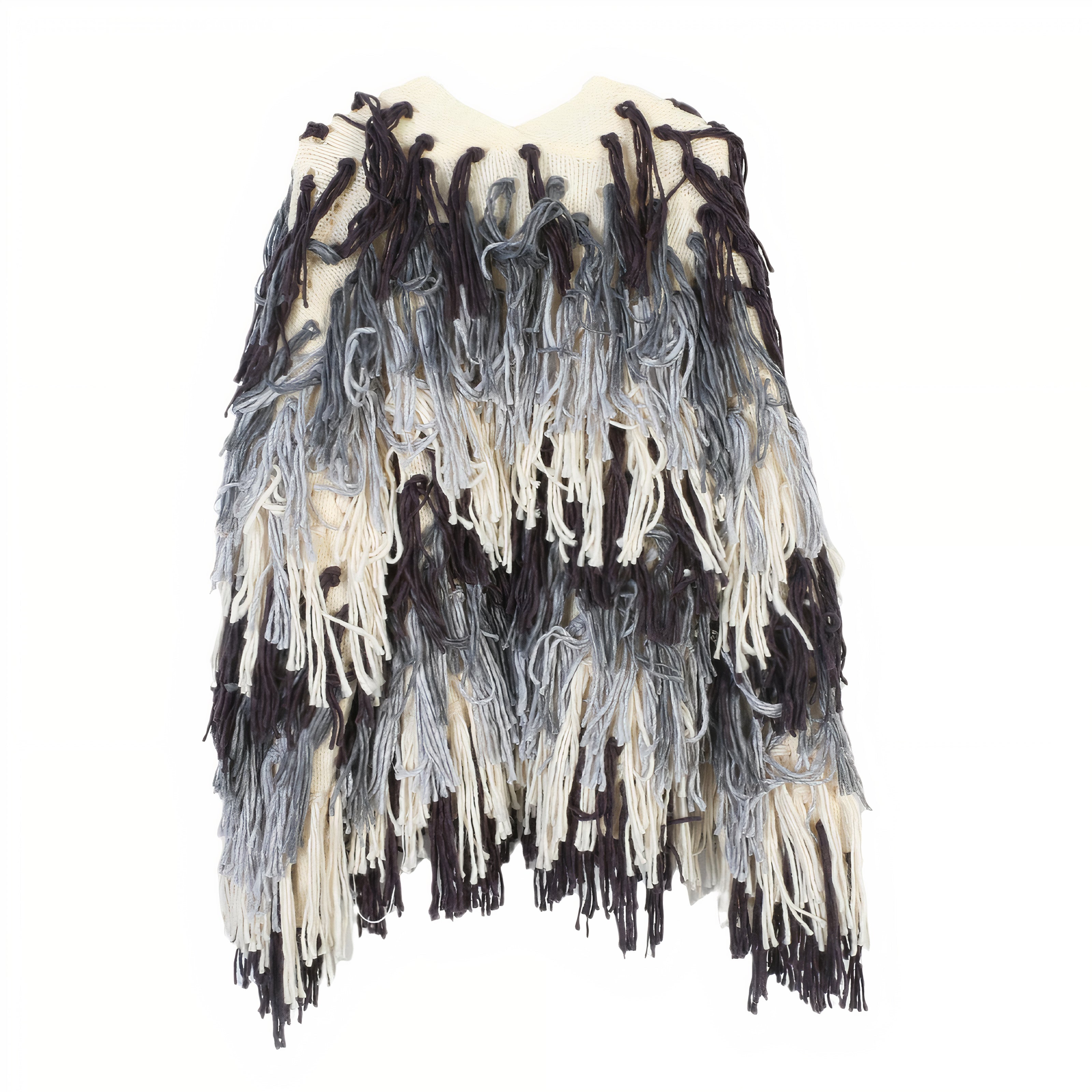 Boho Gradient Knitted Cardigan with Tassel Detail