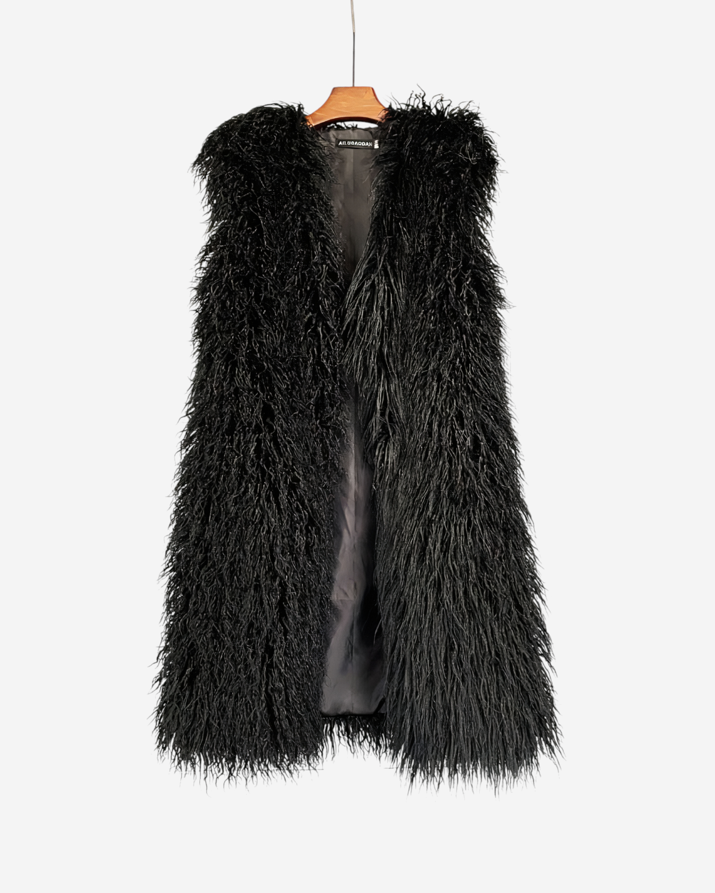 Faux Fur Sleeveless Long V-Neck Vest