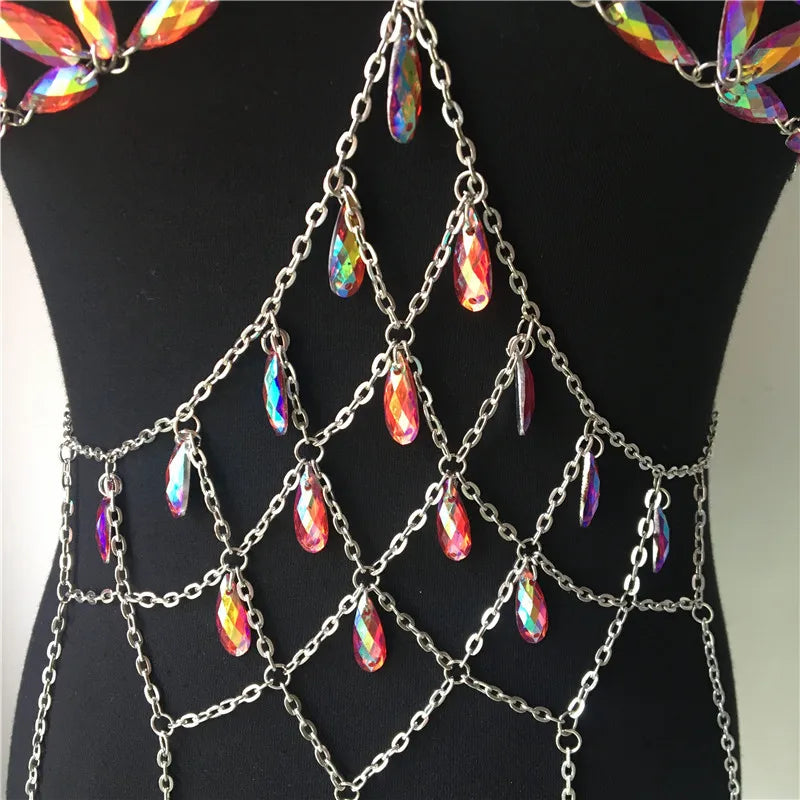 Metal Tassel Details Tank Top with Patchwork Design [Pink]